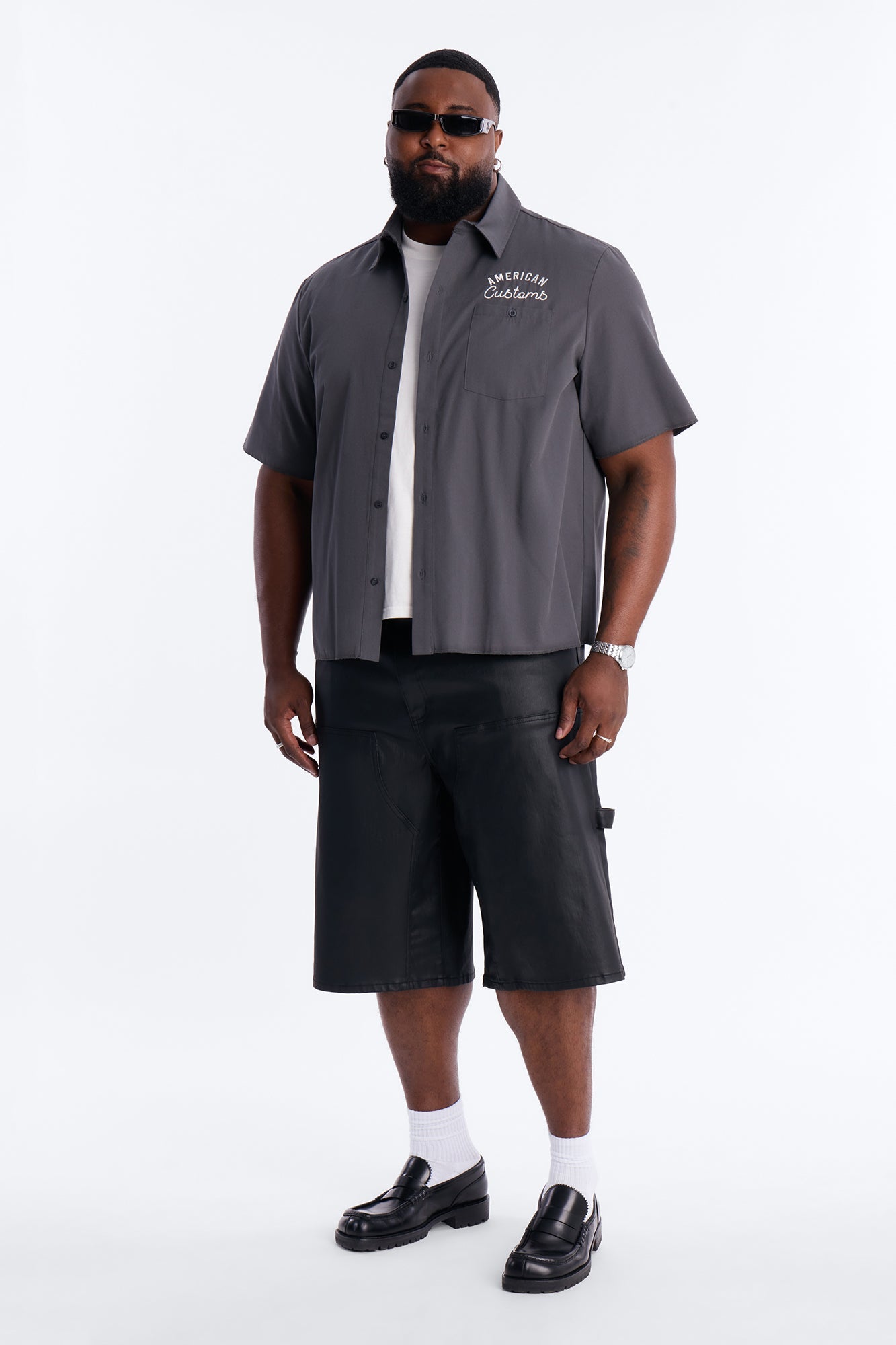 American Customs Mechanic Button Up Shirt - Black Fashion Nova