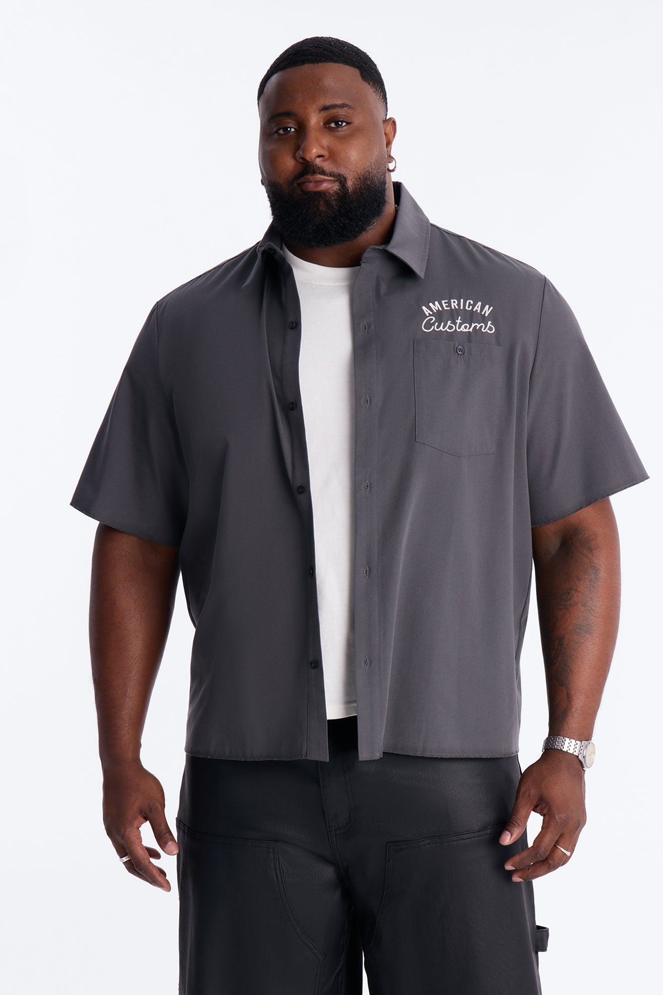 American Customs Mechanic Button Up Shirt - Black Fashion Nova