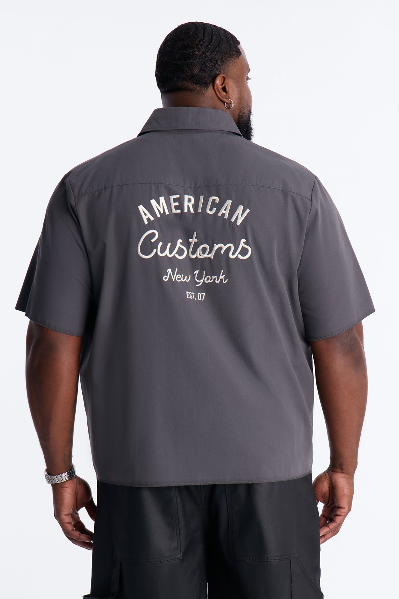 American Customs Mechanic Button Up Shirt - Black Fashion Nova