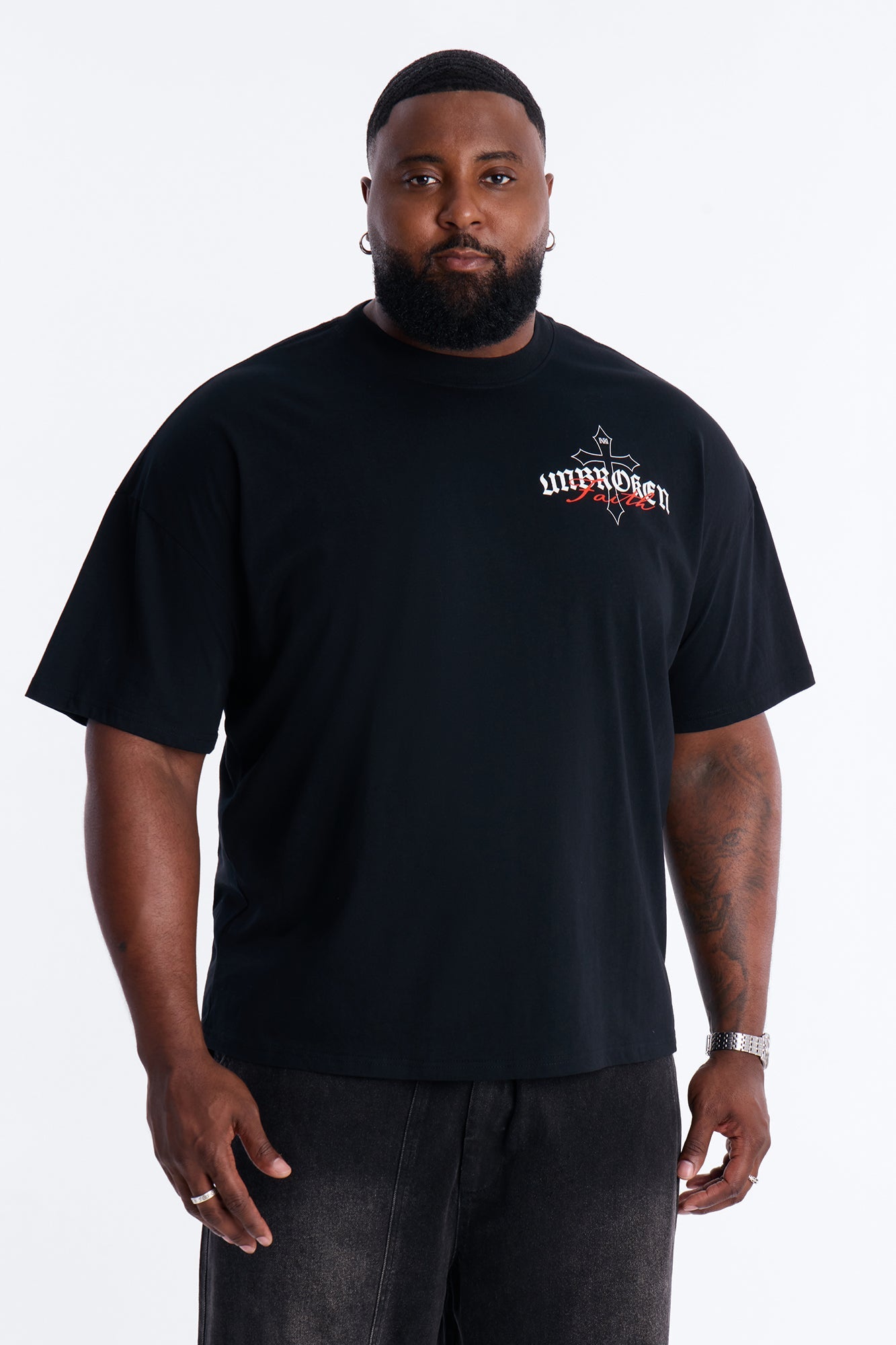 Unbroken Faith Heavy Weight Boxy Short Sleeve Tee - Black Fashion Nova