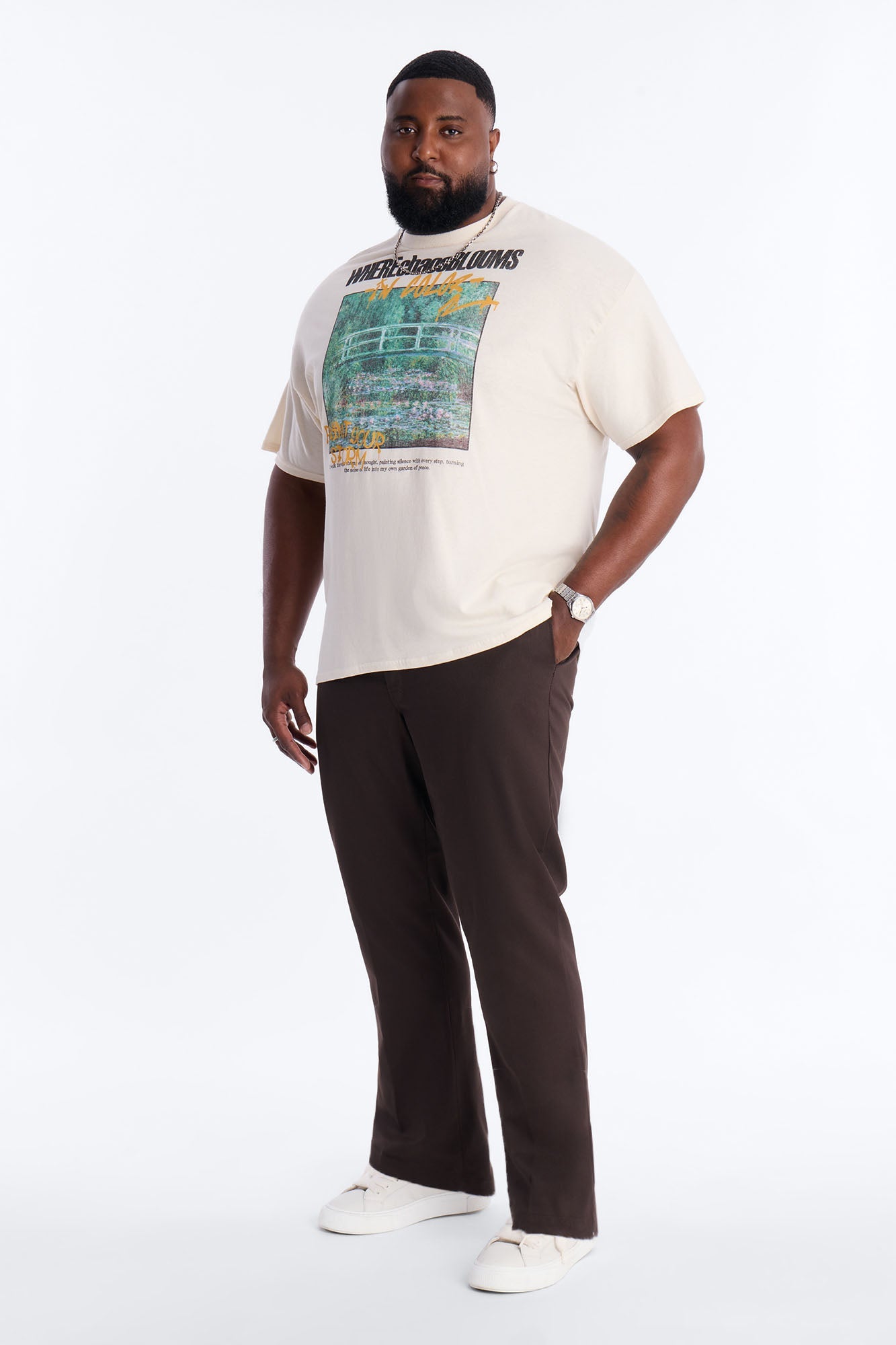 Monet Where Chaos Blooms Short Sleeve Tee - Natural Fashion Nova