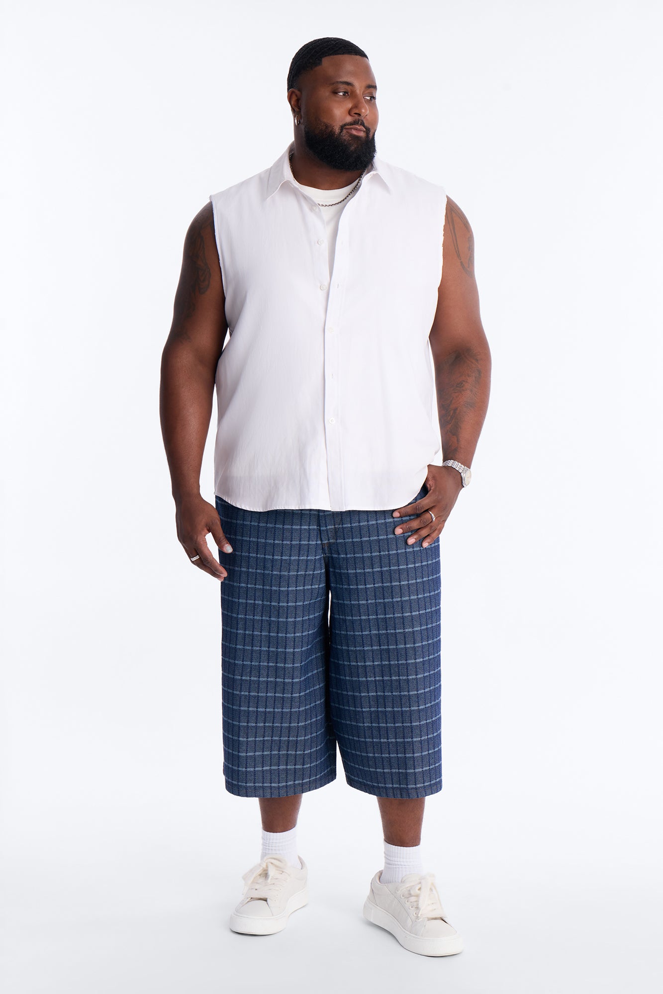 Super Baggy Gridlock Denim Short - Dark Wash Fashion Nova