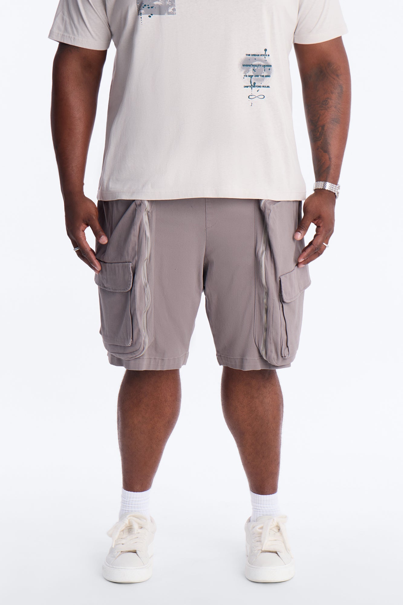 Oversized Maxed Out Utility Pocket Short - Grey Fashion Nova