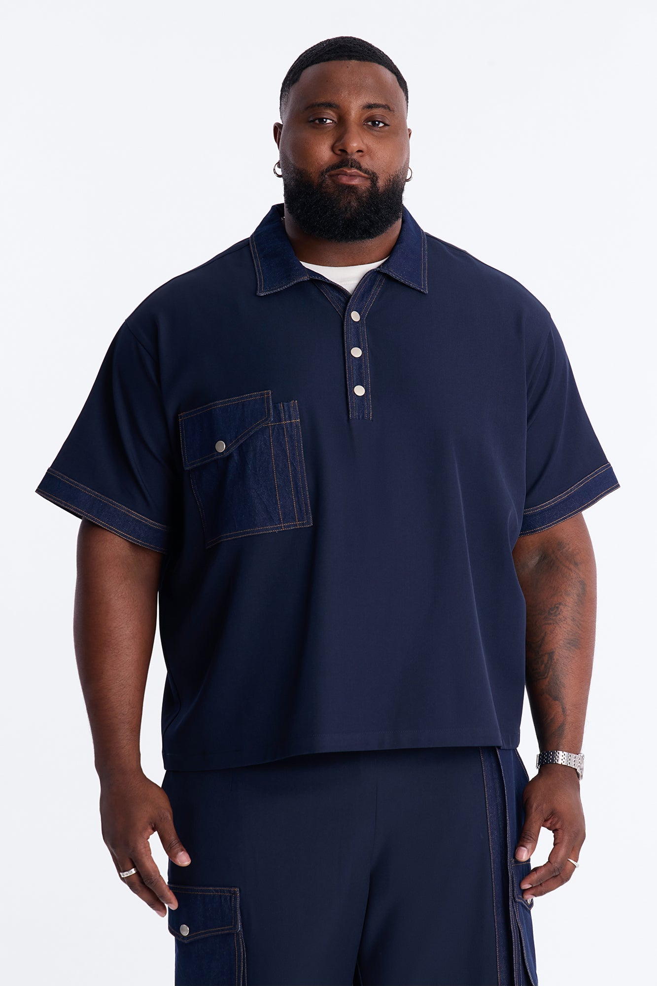 Blueprint Utility Polo - Indigo Fashion Nova