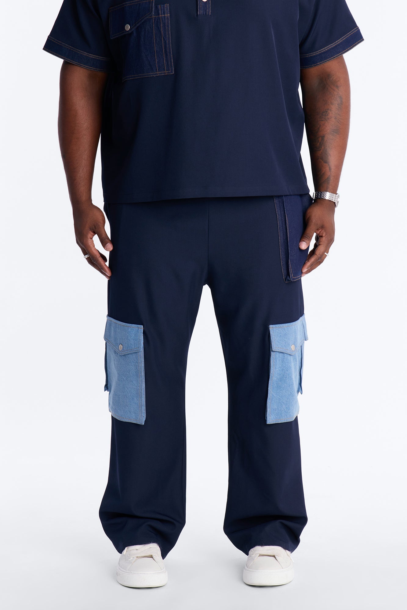 Baggy Blueprint Contrast Cargo Pant - Indigo Fashion Nova