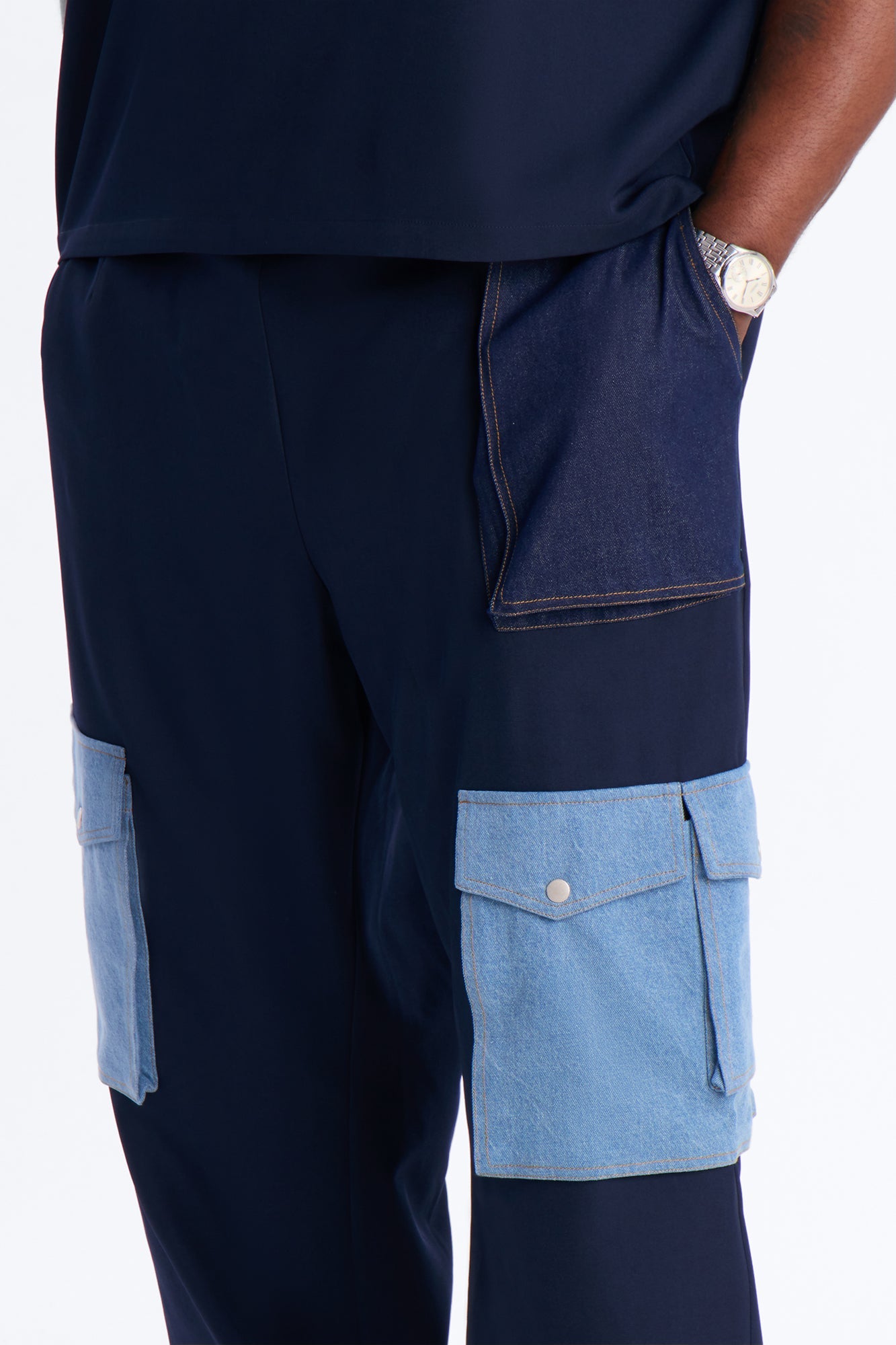 Baggy Blueprint Contrast Cargo Pant - Indigo Fashion Nova