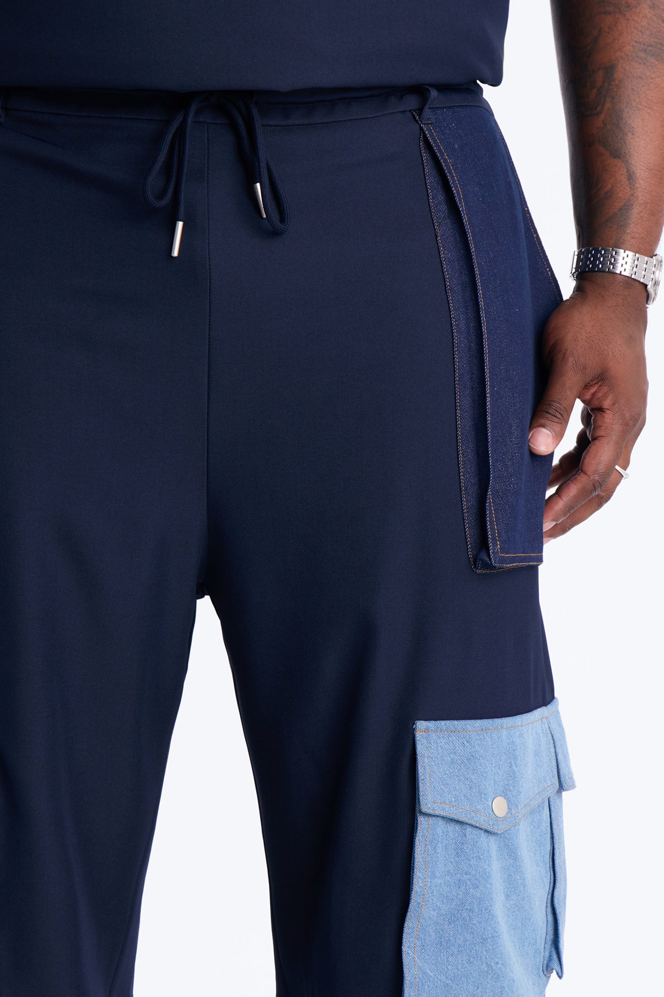 Baggy Blueprint Contrast Cargo Pant - Indigo Fashion Nova