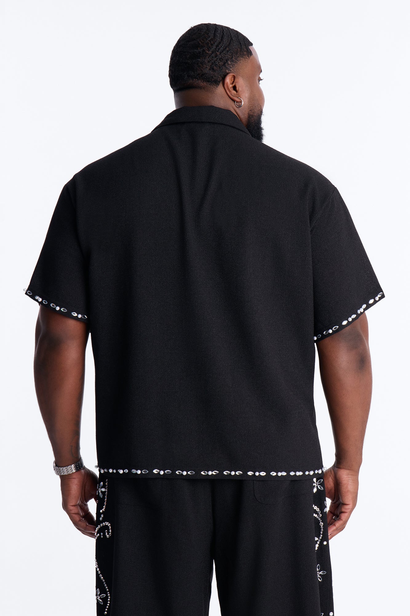 Wanderlust Pearl Journey Johnny Collar Polo - Black Fashion Nova