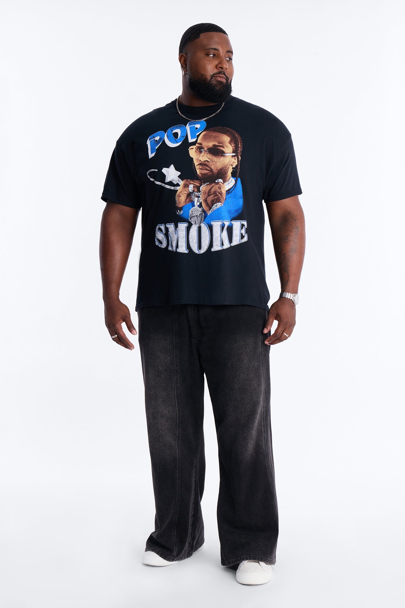 Pop Smoke Aim For The Moon Graphic Short Sleeve Tee - Black Fashion Nova