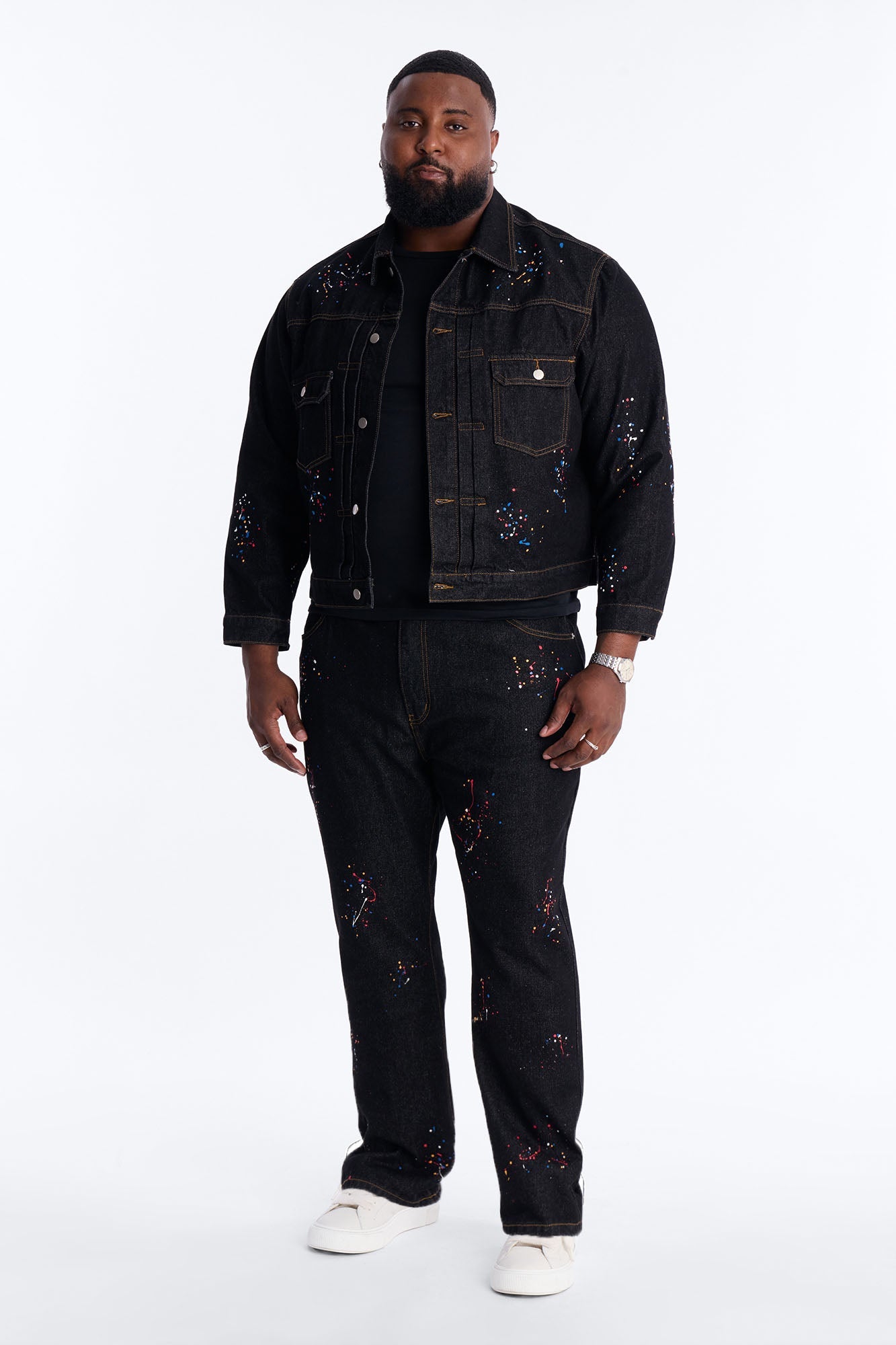 Studio Paint Denim Trucker Jacket - Dark Wash Fashion Nova
