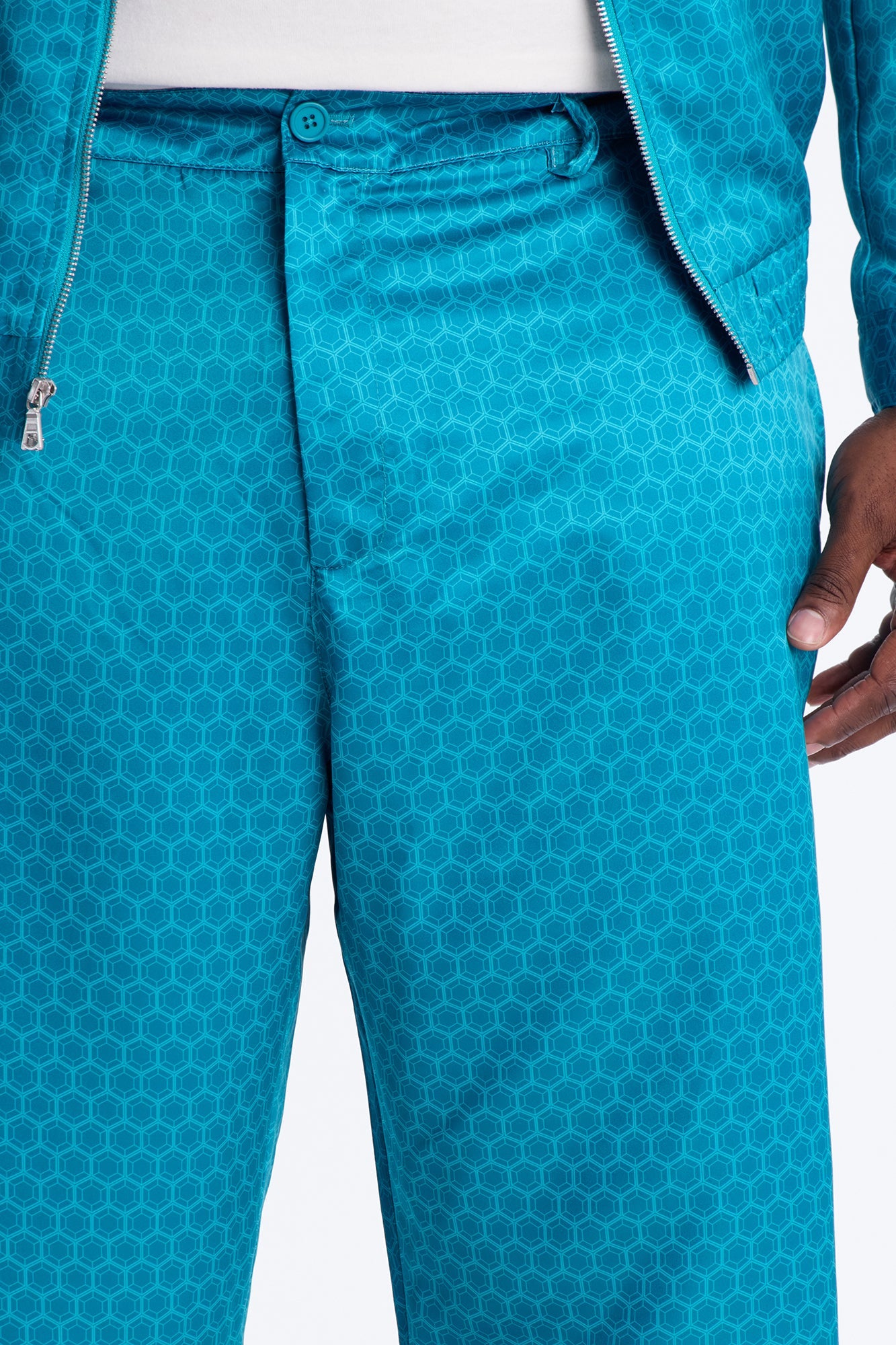 Straight St. Tropez Motif Roped Applique Pant - Blue Fashion Nova