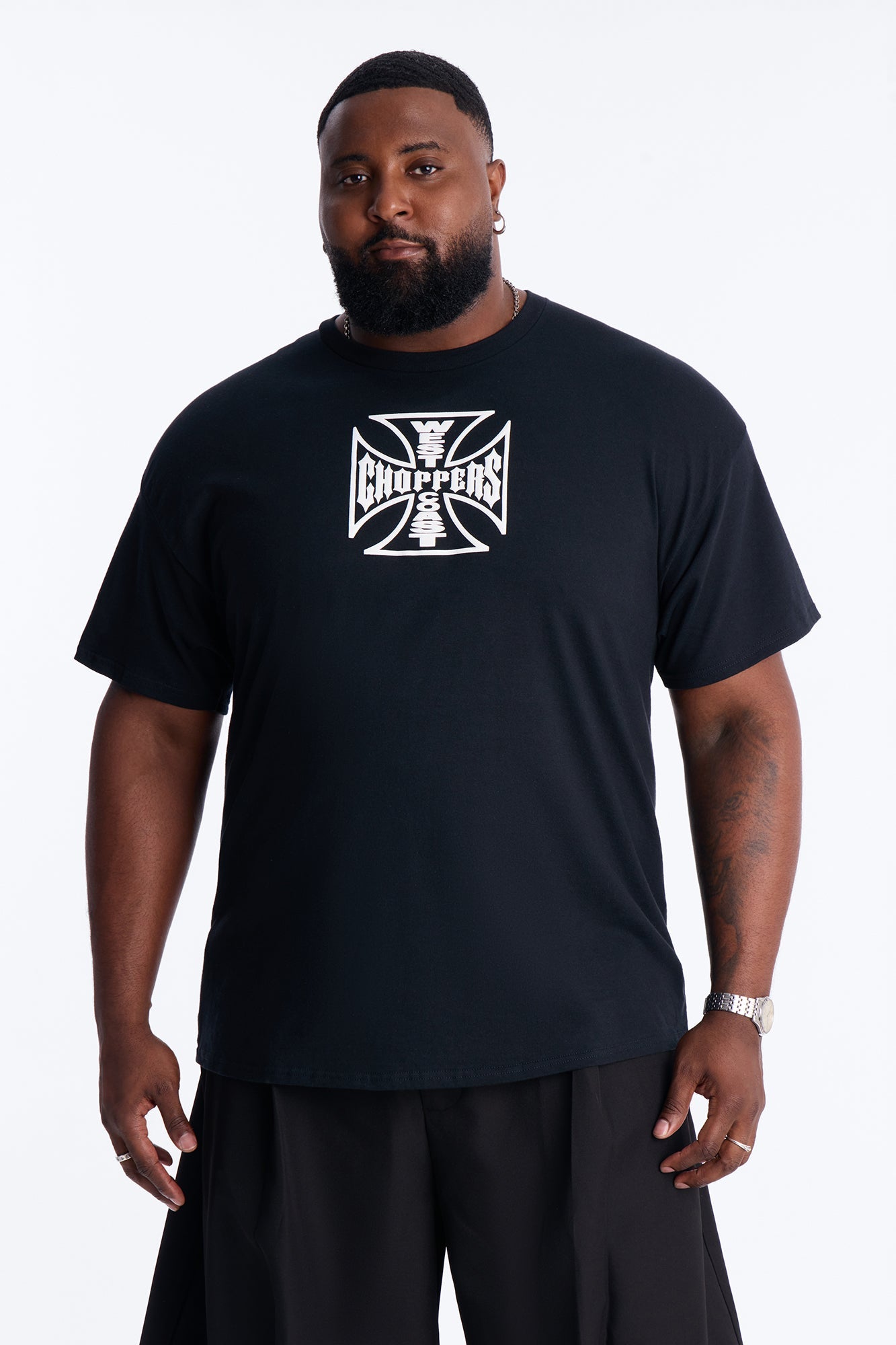 West Coast Choppers Icon Puff Print Short Sleeve Tee - Black Fashion Nova