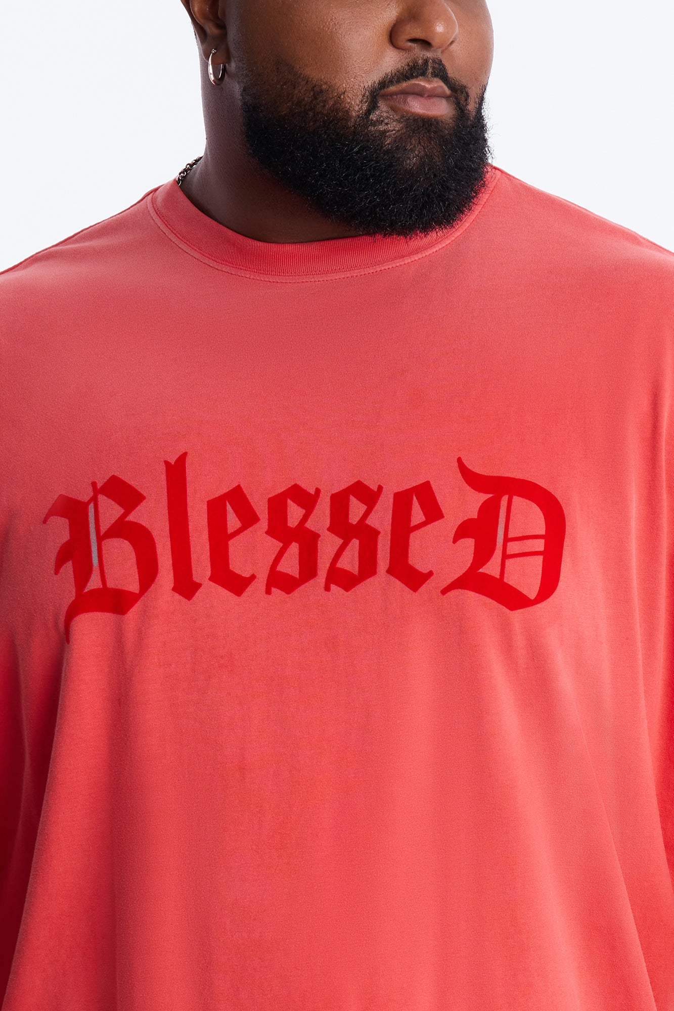 Blessed Flocked Short Sleeve Tee - Red Fashion Nova