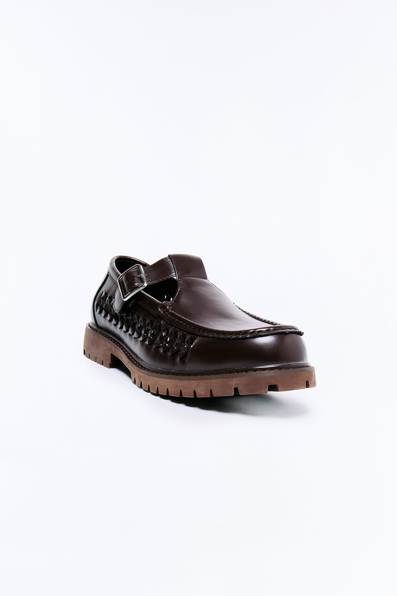 Chunky Woven Side Panel Mary Jane Shoes - Brown Fashion Nova