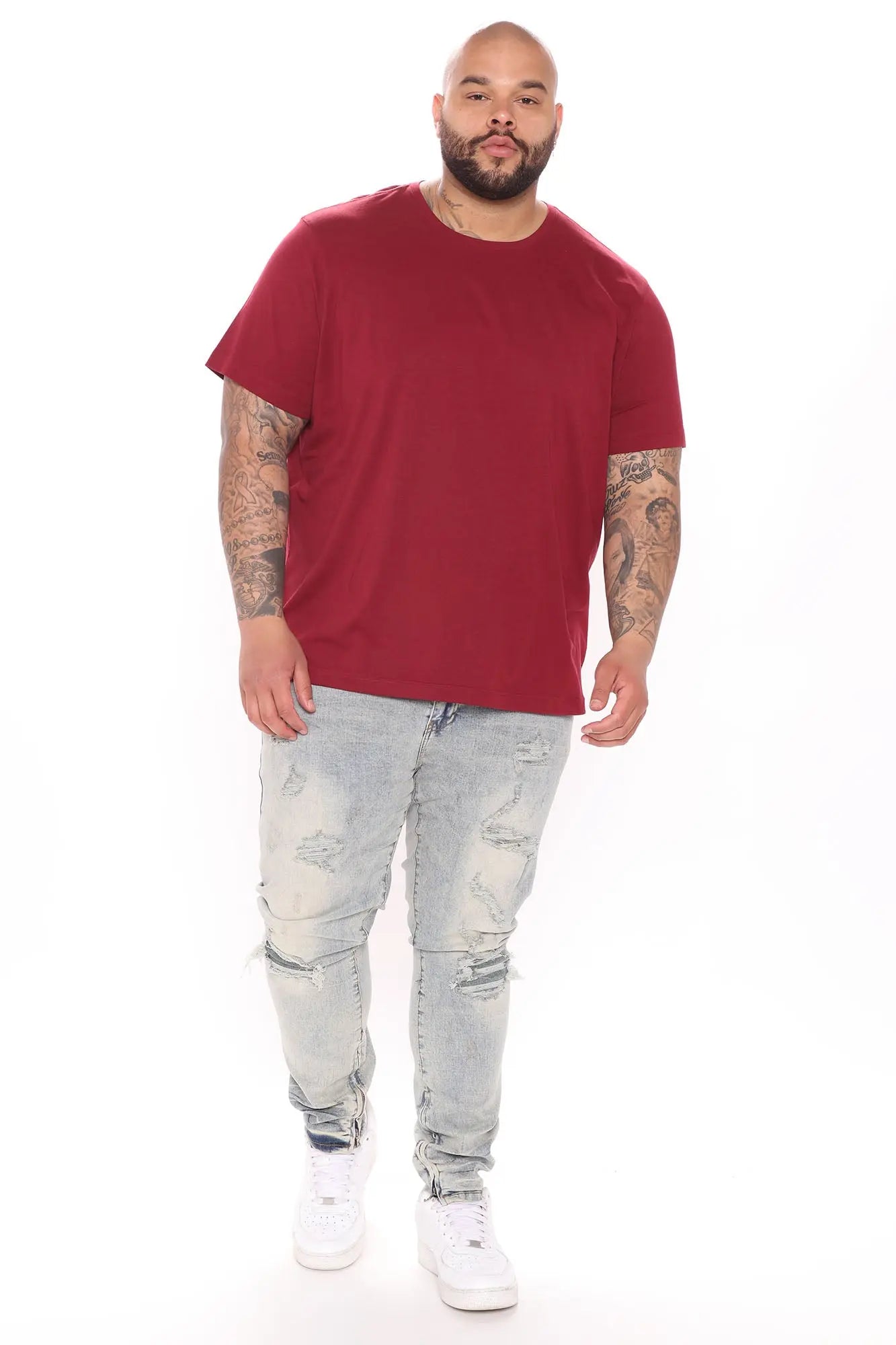 Classic Lightweight Tee - Burgundy Fashion Nova
