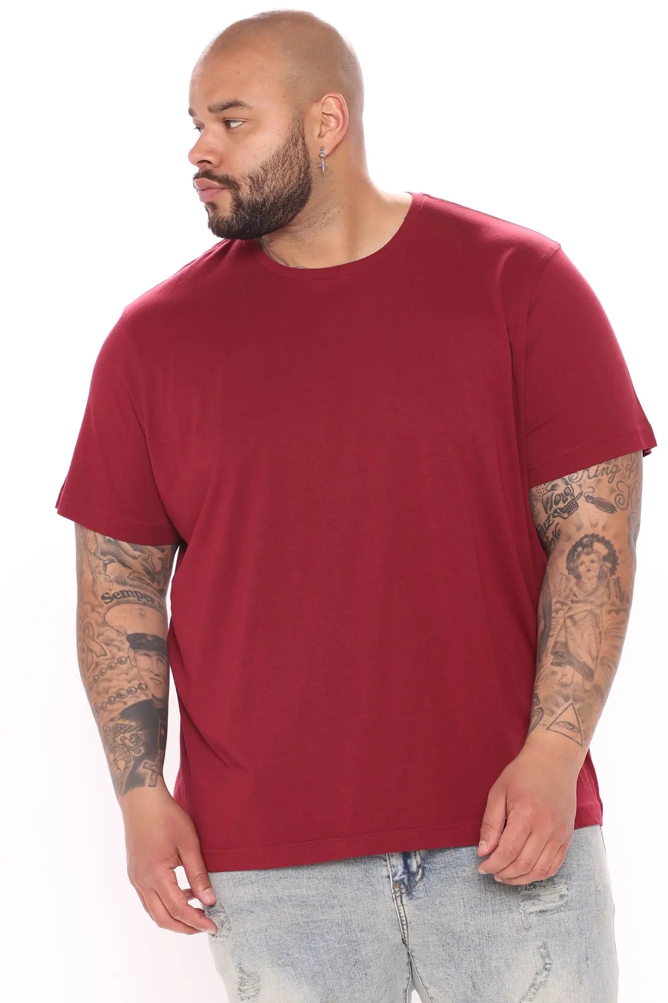 Classic Lightweight Tee - Burgundy Fashion Nova
