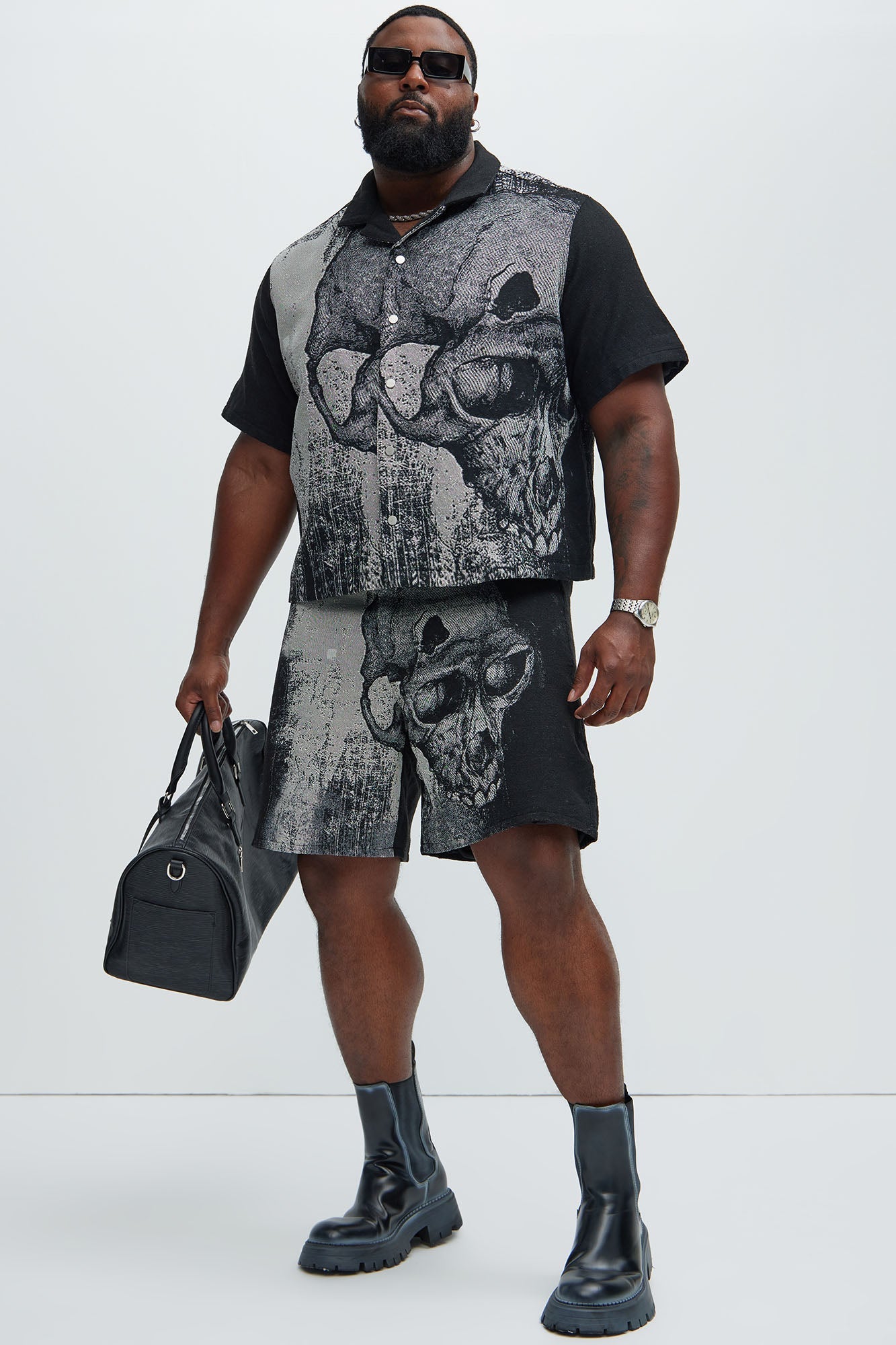 Azrael Tapestry Shorts - Black/combo Fashion Nova