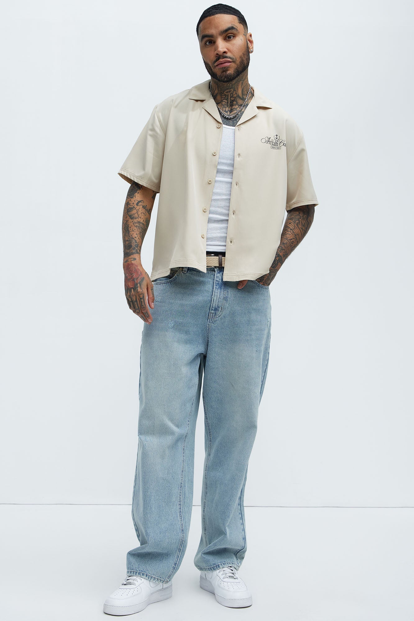 Casa Box Graphic Button Up Shirt - Off White Fashion Nova