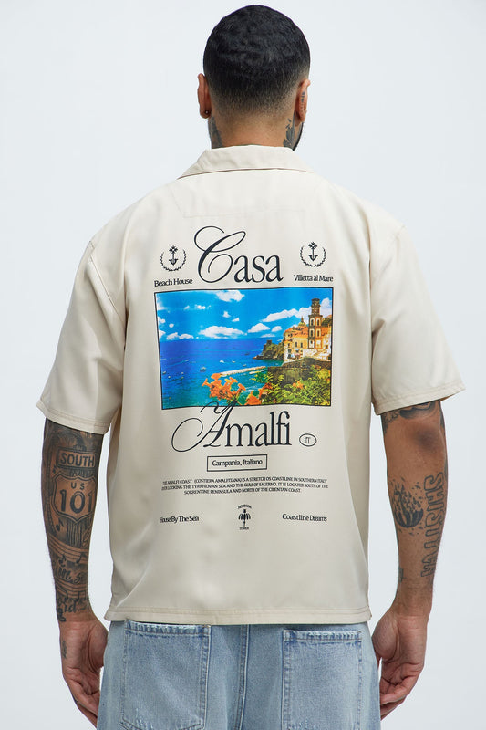 Casa Box Graphic Button Up Shirt - Off White Fashion Nova