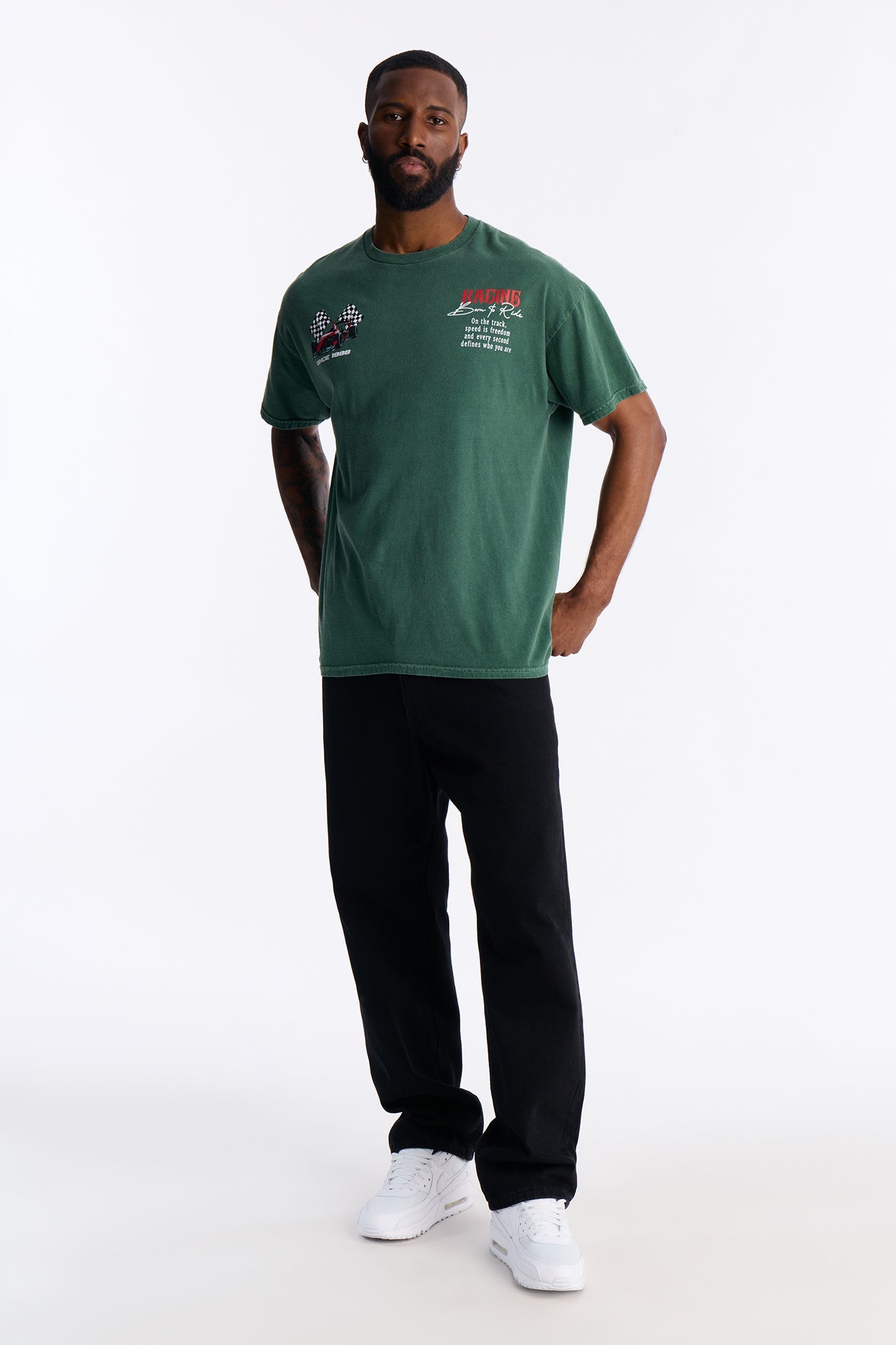 Racing Time Oversized Short Sleeve Tee - Hunter Green Fashion Nova