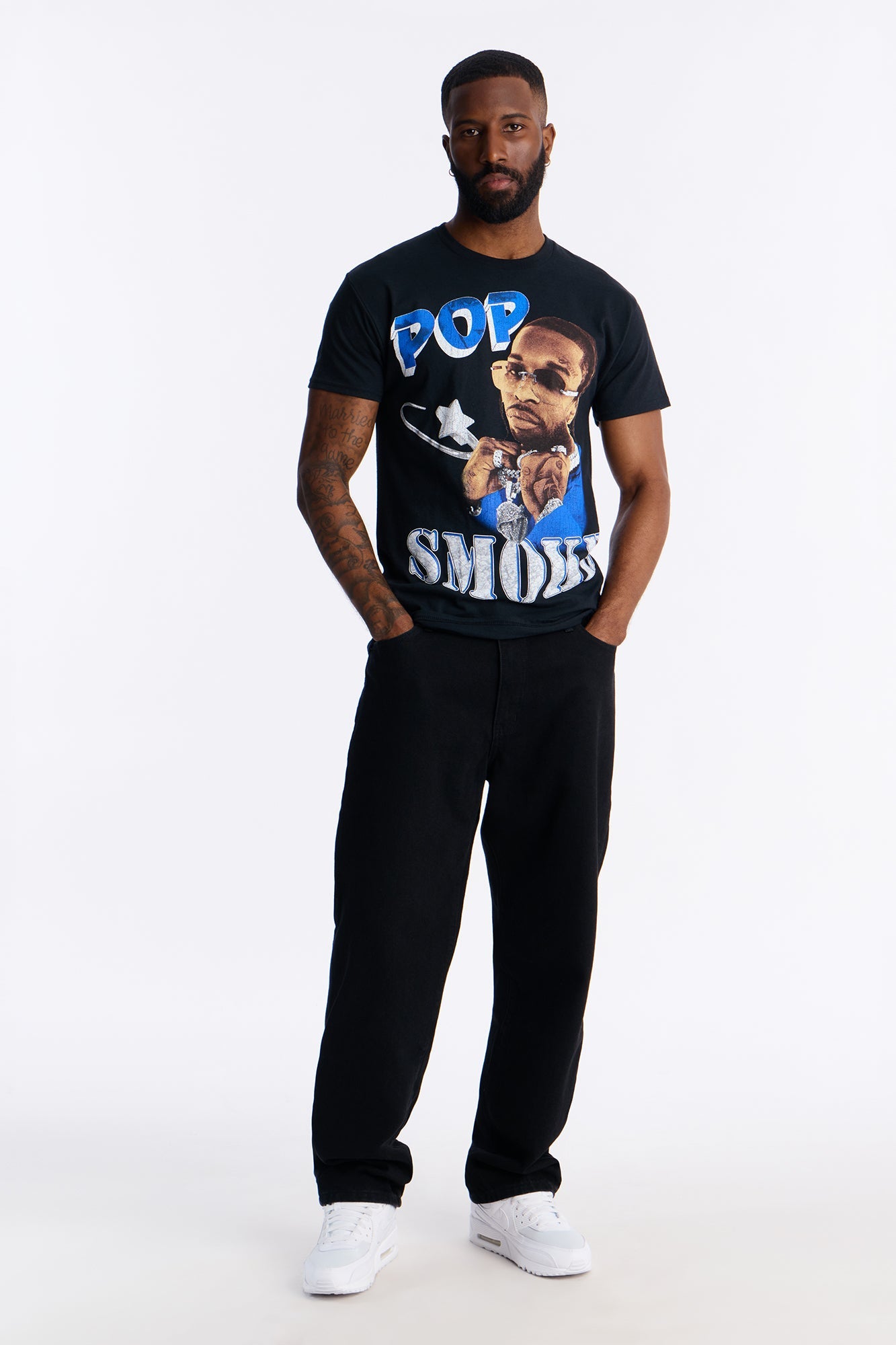 Pop Smoke Aim For The Moon Graphic Short Sleeve Tee - Black Fashion Nova