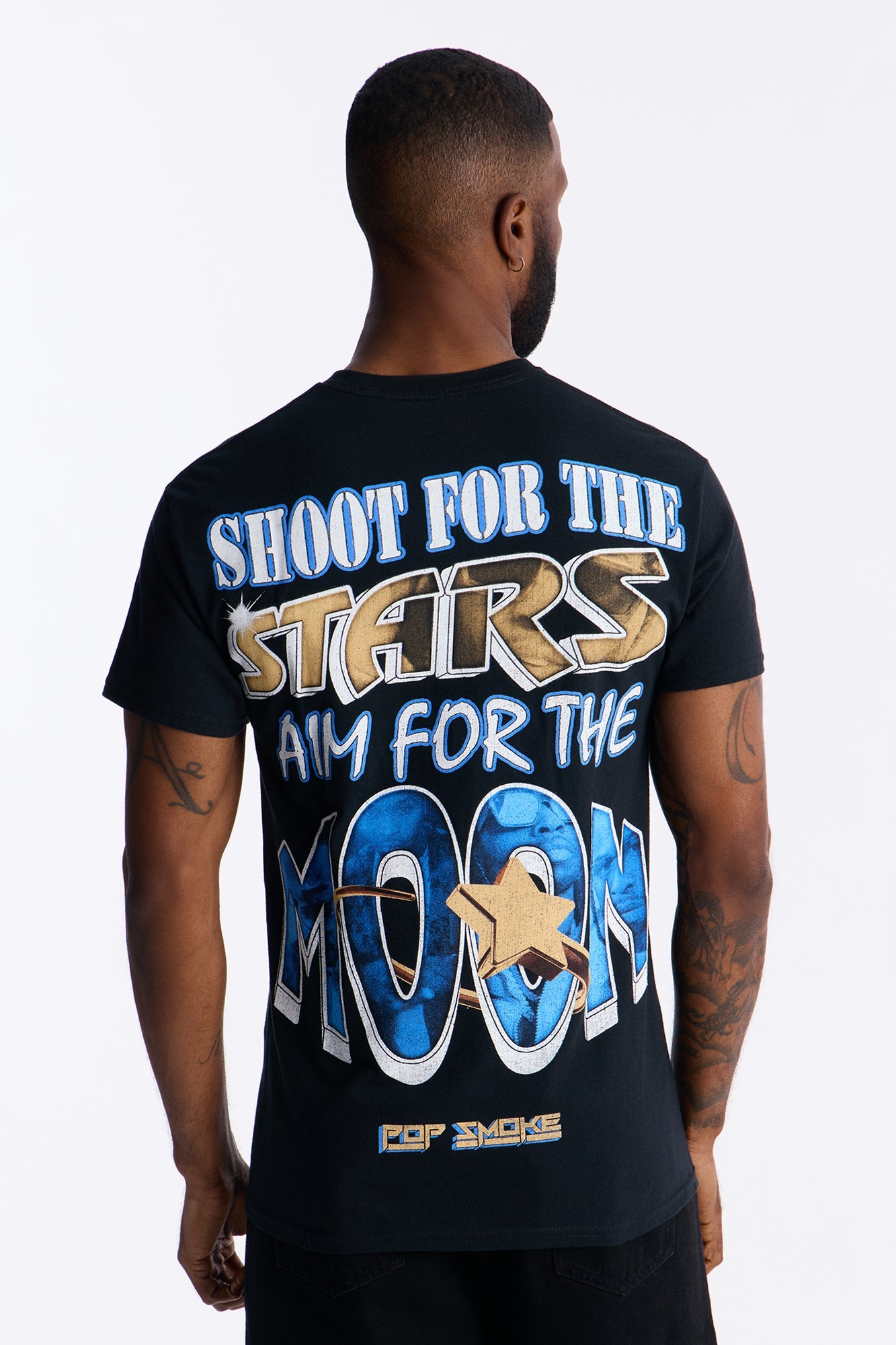 Pop Smoke Aim For The Moon Graphic Short Sleeve Tee - Black Fashion Nova