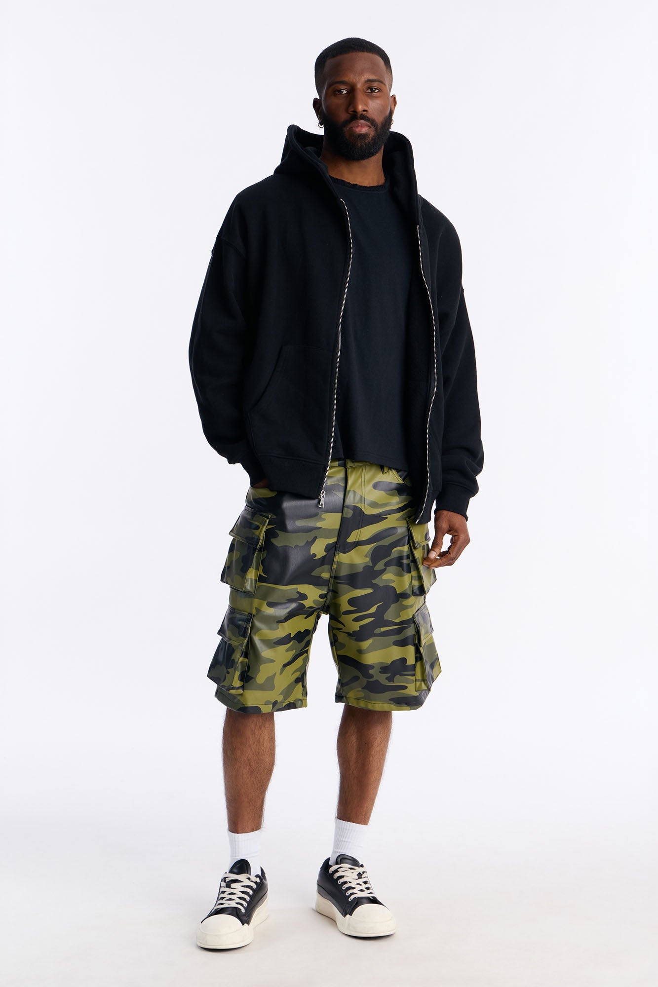 Faux Leather Camo Mirage Cargo Short - Camouflage Fashion Nova