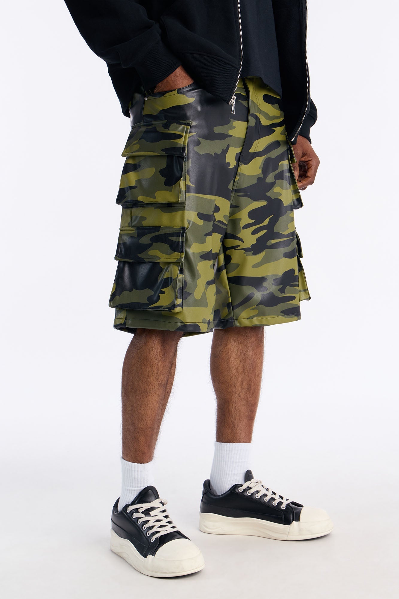 Faux Leather Camo Mirage Cargo Short - Camouflage Fashion Nova