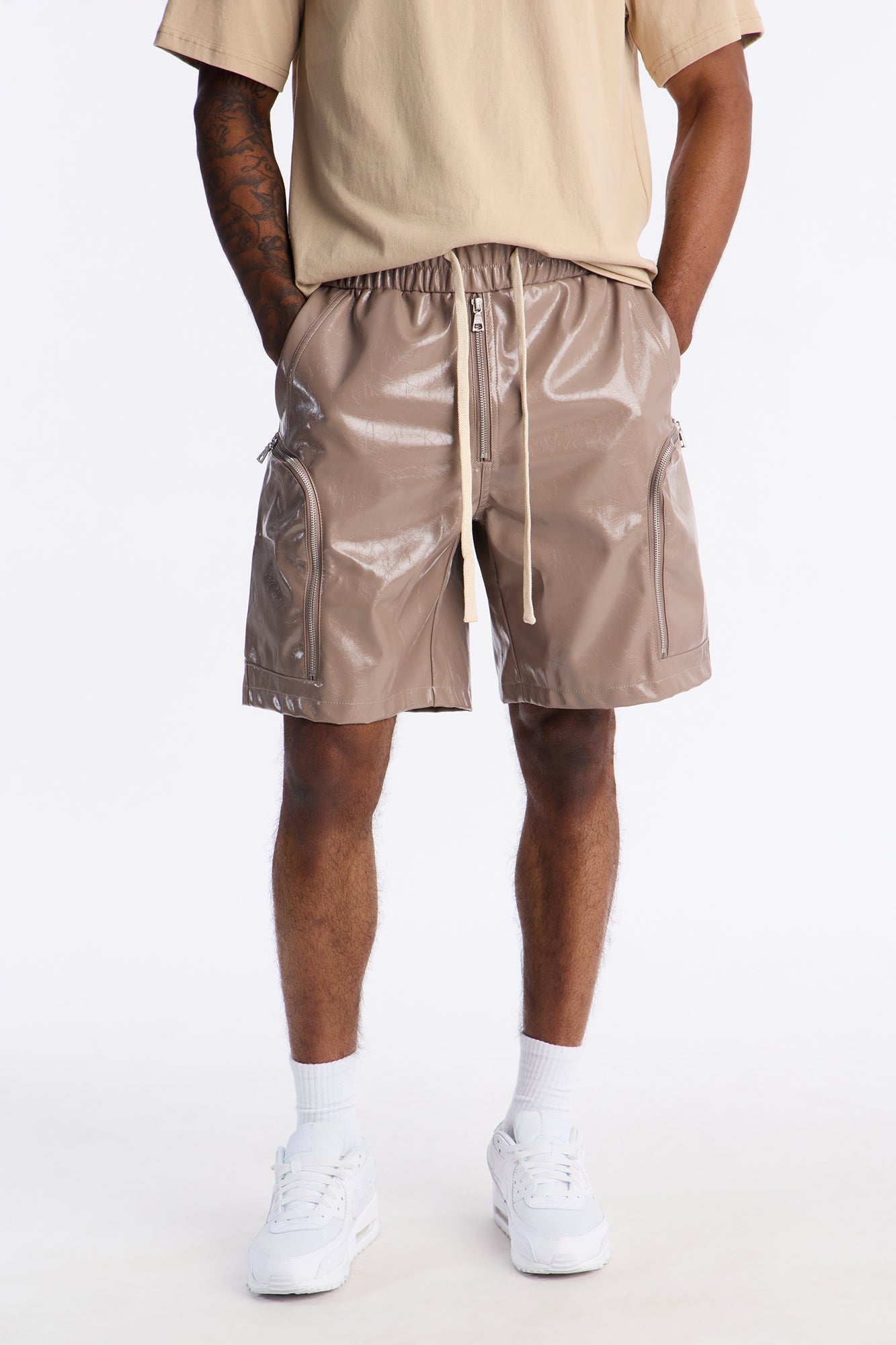 Relaxed Concordia Faux Leather Short - Brown Fashion Nova