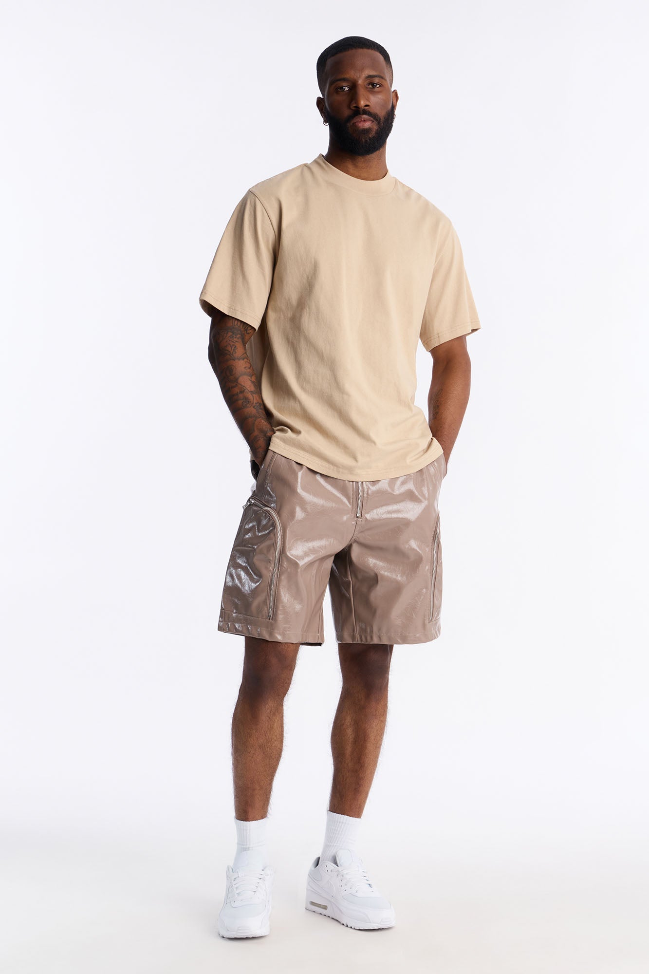Relaxed Concordia Faux Leather Short - Brown Fashion Nova