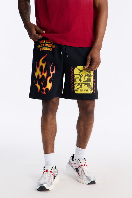 The City That Never Sleeps NYC Sweatshorts - Black Fashion Nova