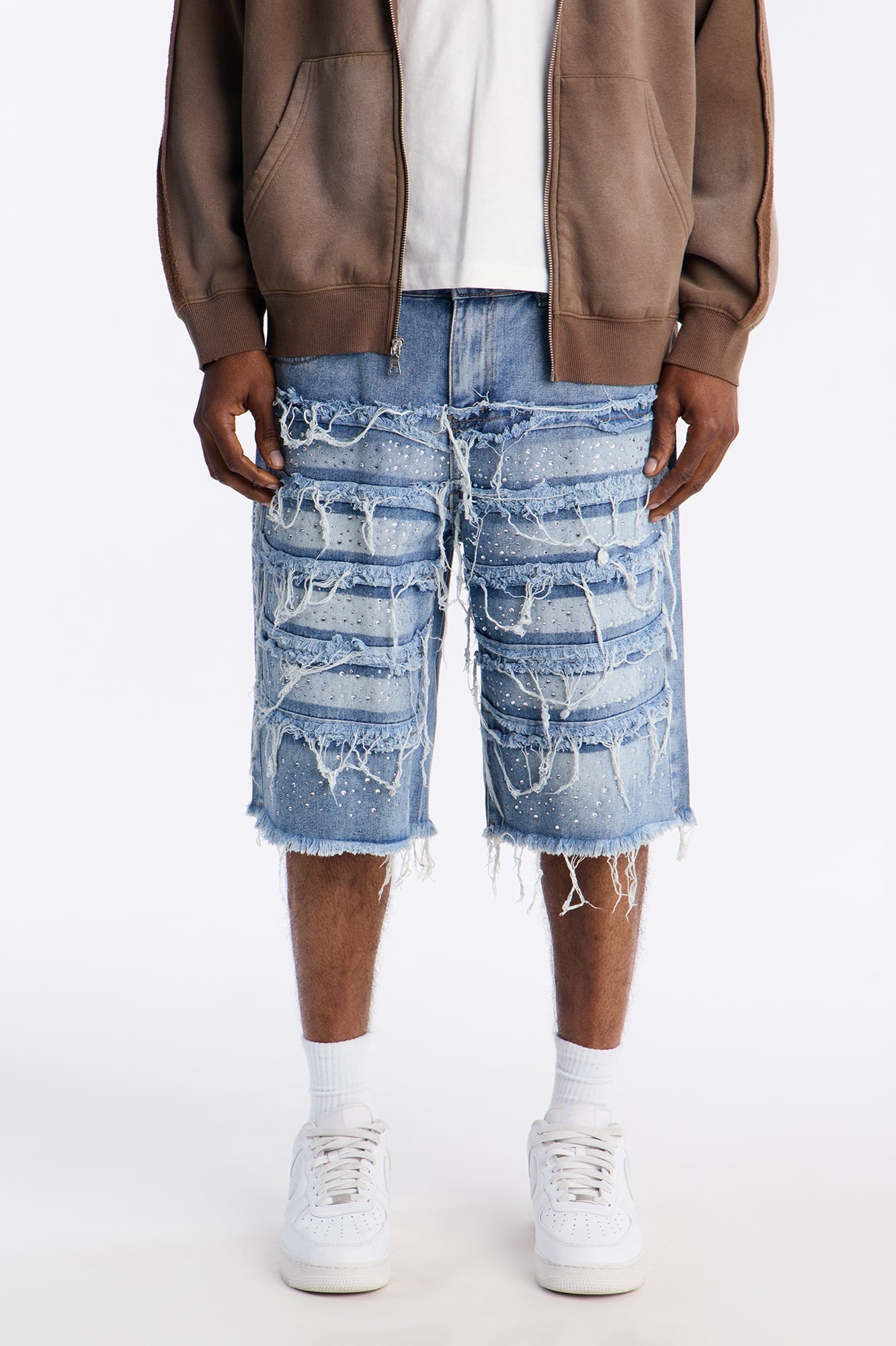 Relaxed Jeweled Havoc Denim Short - Light Wash Fashion Nova