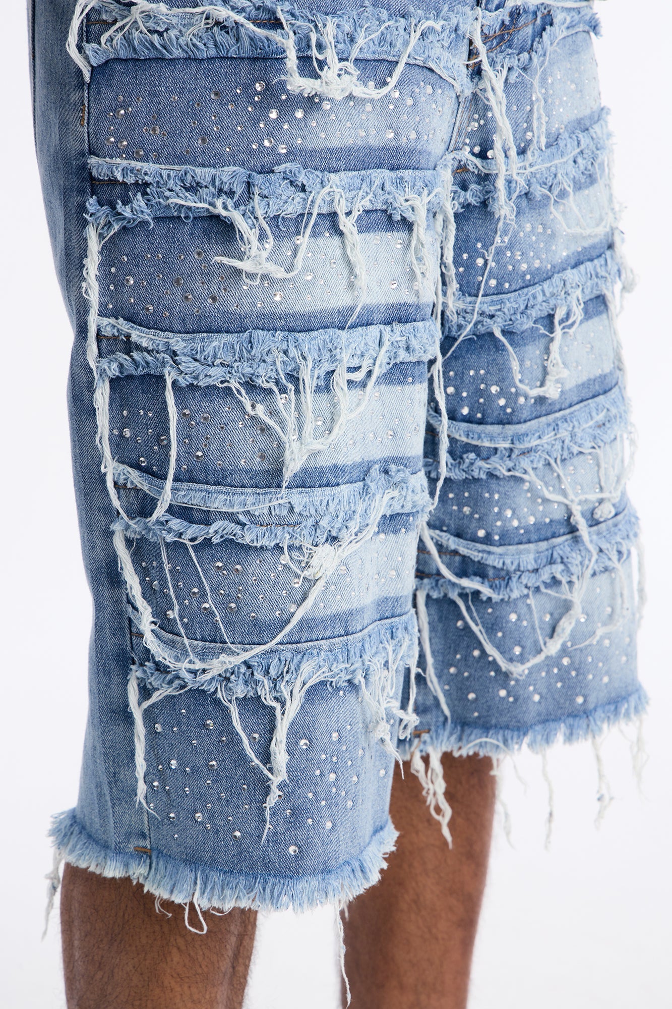 Relaxed Jeweled Havoc Denim Short - Light Wash Fashion Nova