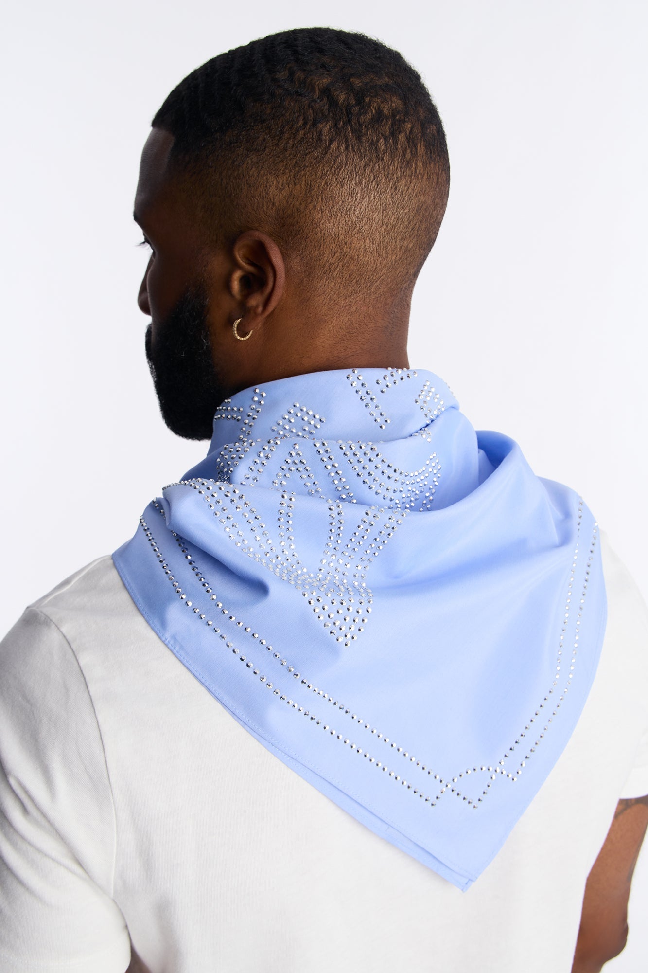 Rhinestone Cross Graphic Large Bandana - Light Blue Fashion Nova