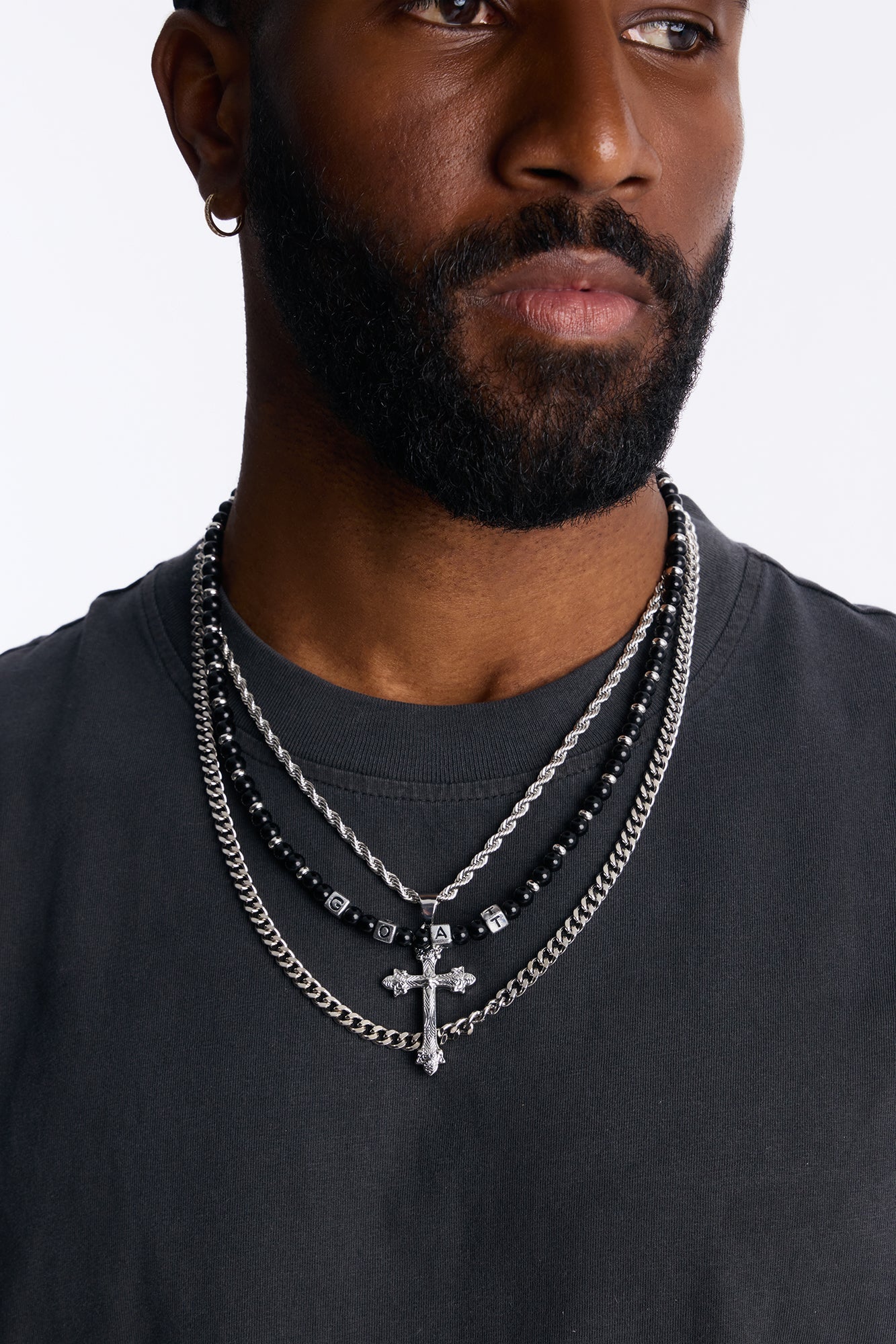 Glory and Goat Necklace Set - Silver Fashion Nova