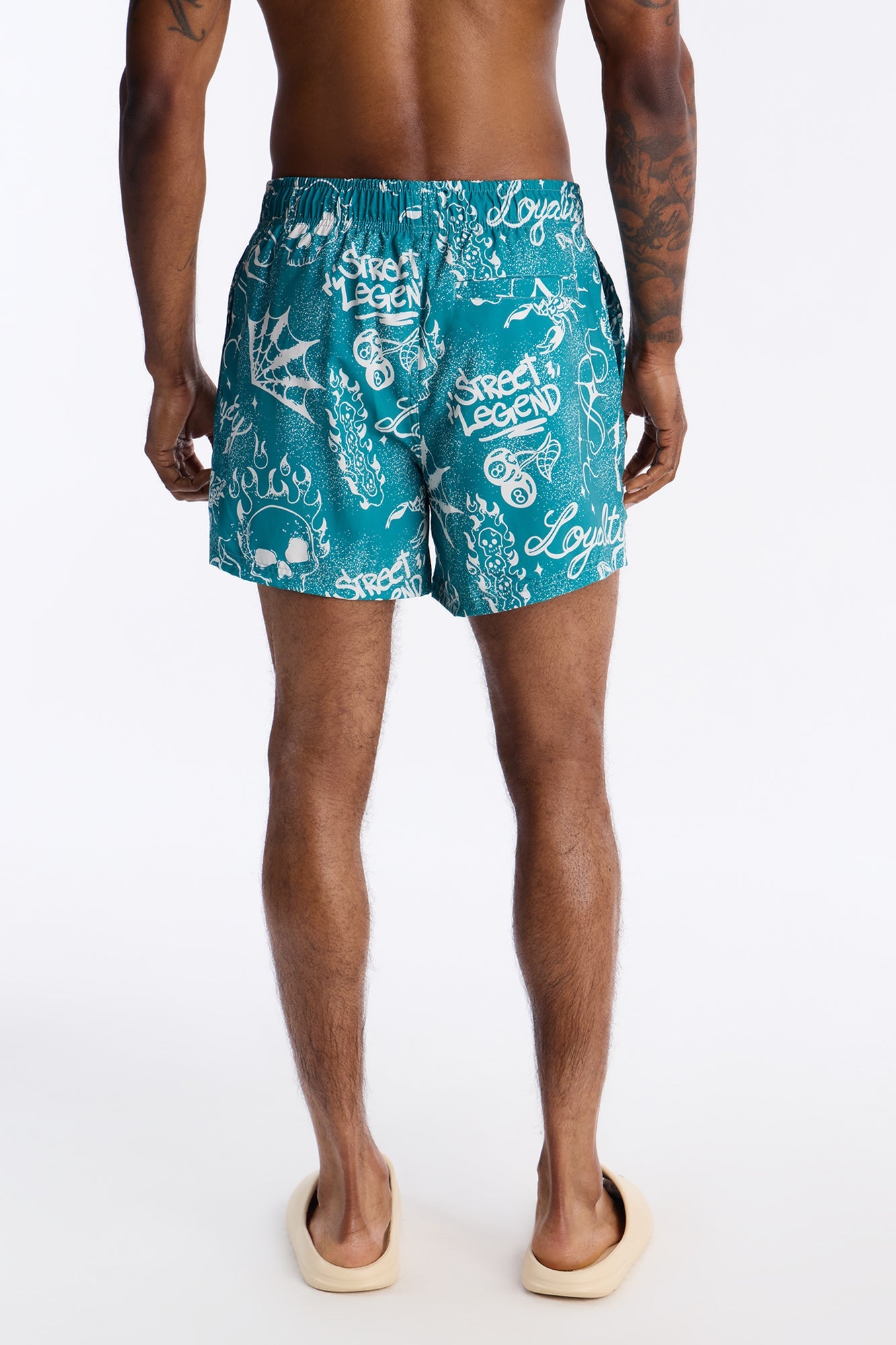 Street Legend All Over Printed Swim Trunk 4″ - Teal Fashion Nova