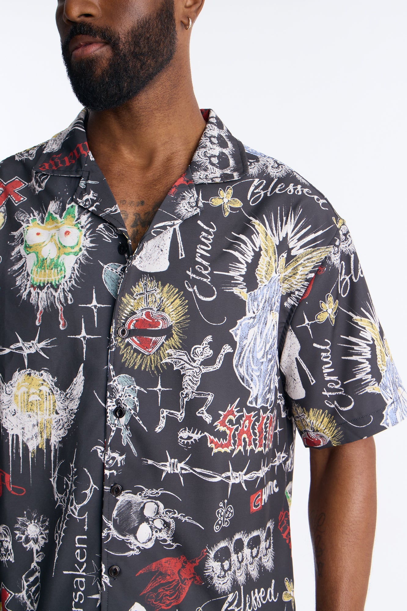 Graffiti Parlor All Over Printed Button Up Shirt - Multi Color Fashion Nova