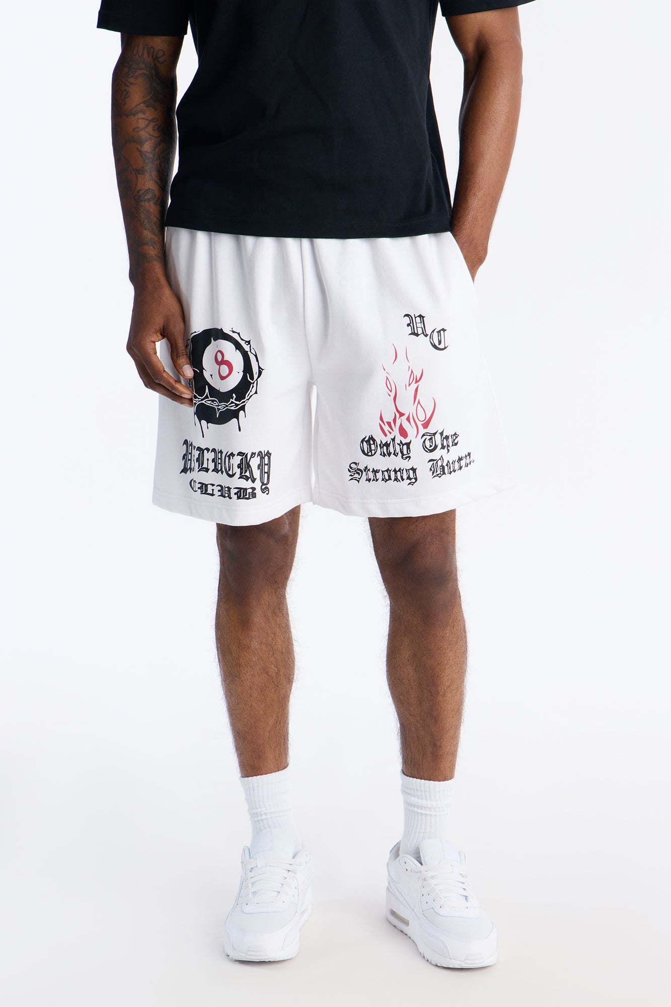 Unlucky Club Sweatshorts - White Fashion Nova