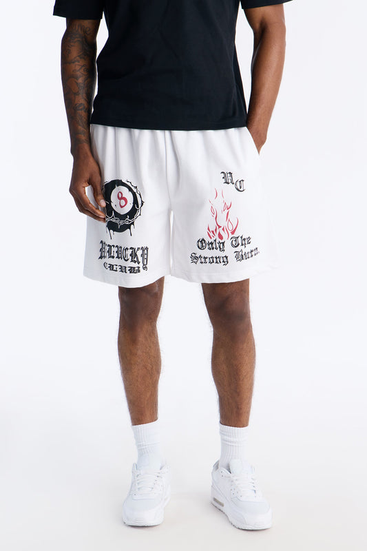 Unlucky Club Sweatshorts - White Fashion Nova