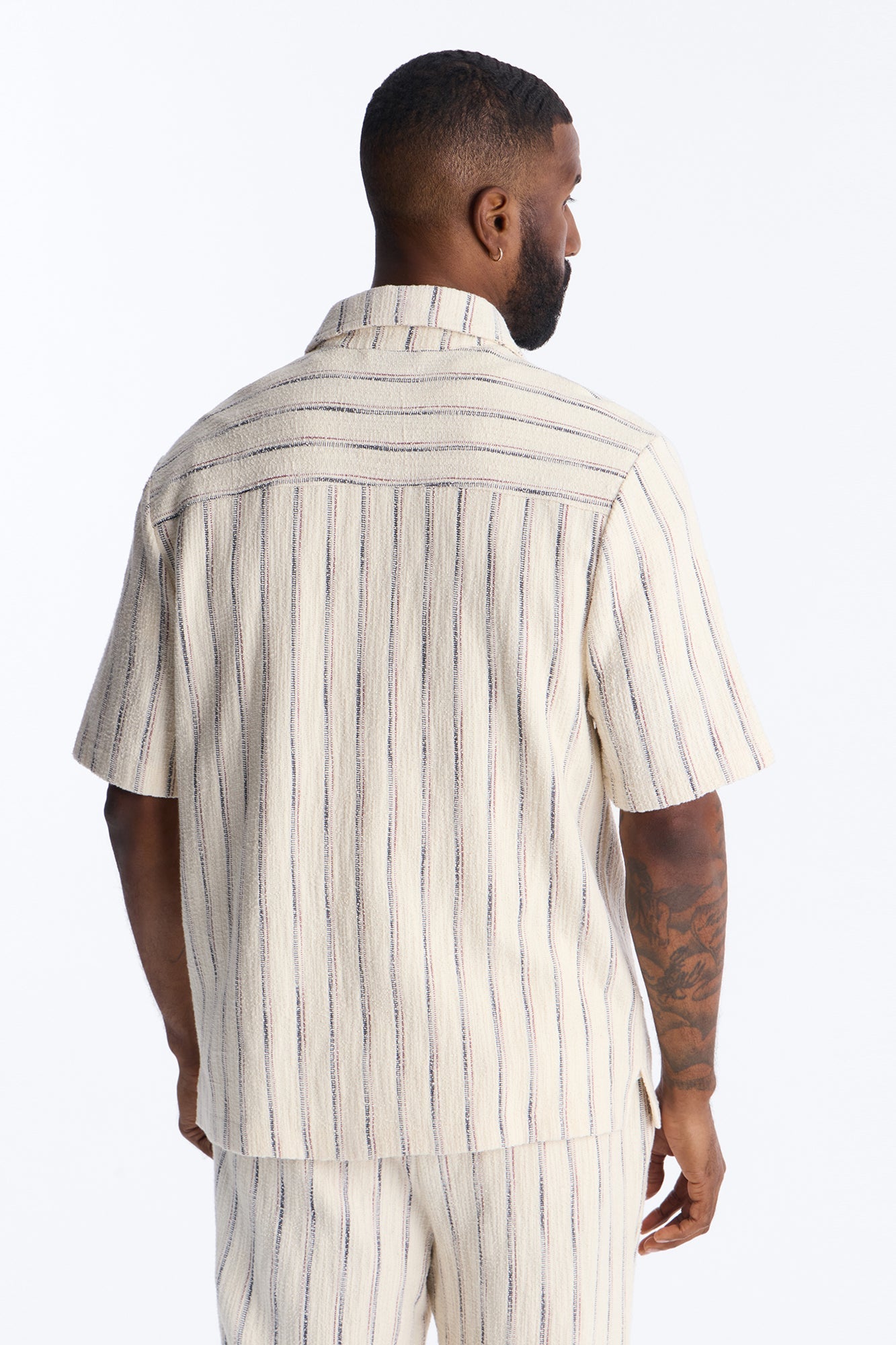 Caicos Textured Stripe Button Up Shirt - Cream Fashion Nova