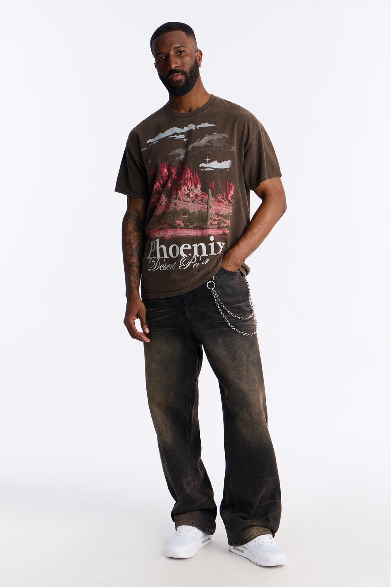 Phoenix Desert Paradise Oversized Short Sleeve Tee - Chocolate Fashion Nova