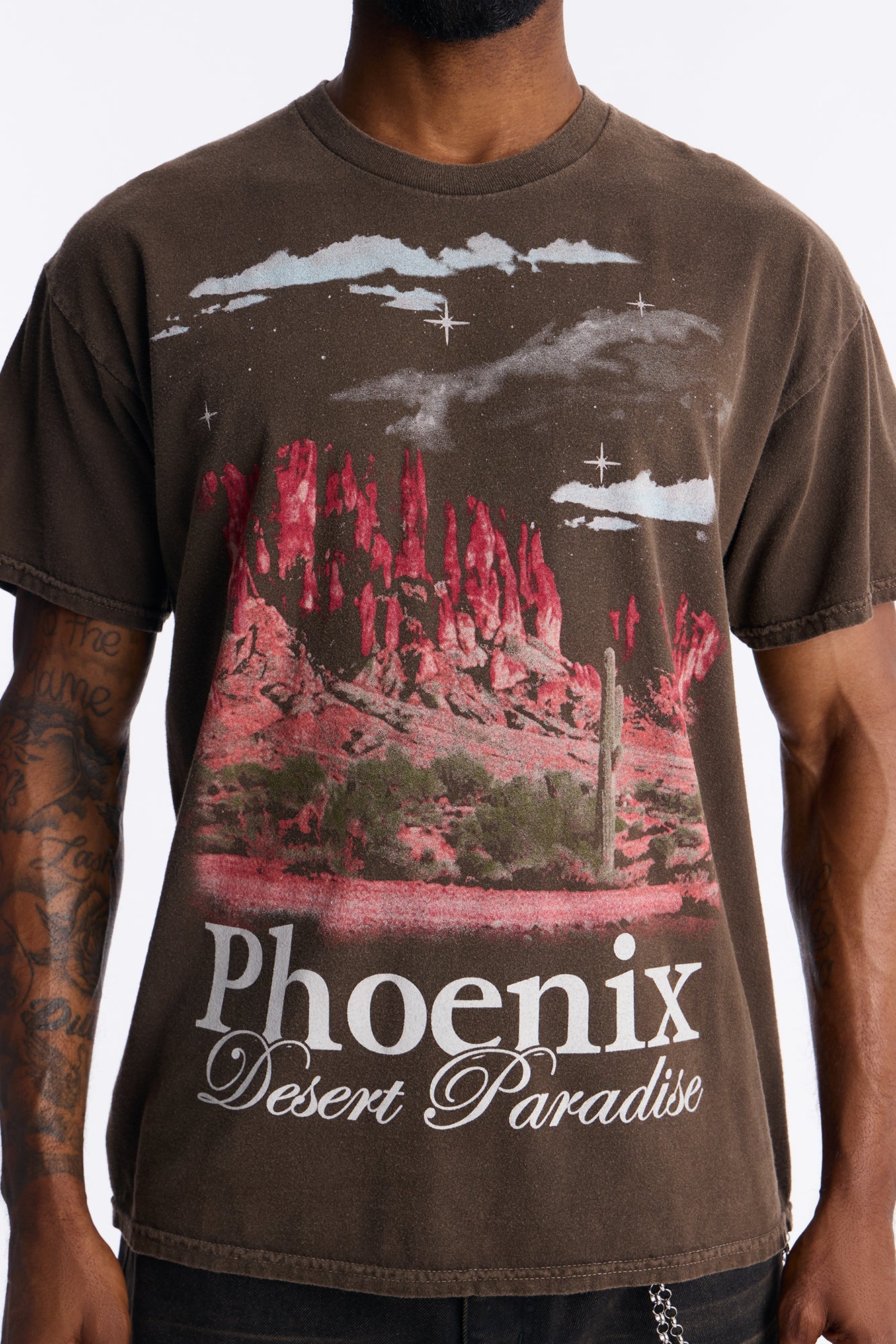 Phoenix Desert Paradise Oversized Short Sleeve Tee - Chocolate Fashion Nova