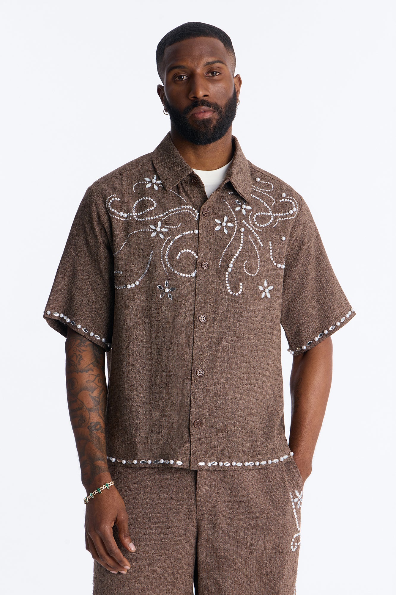 Cropped Wanderlust Pearl Journey Button Up - Brown Fashion Nova