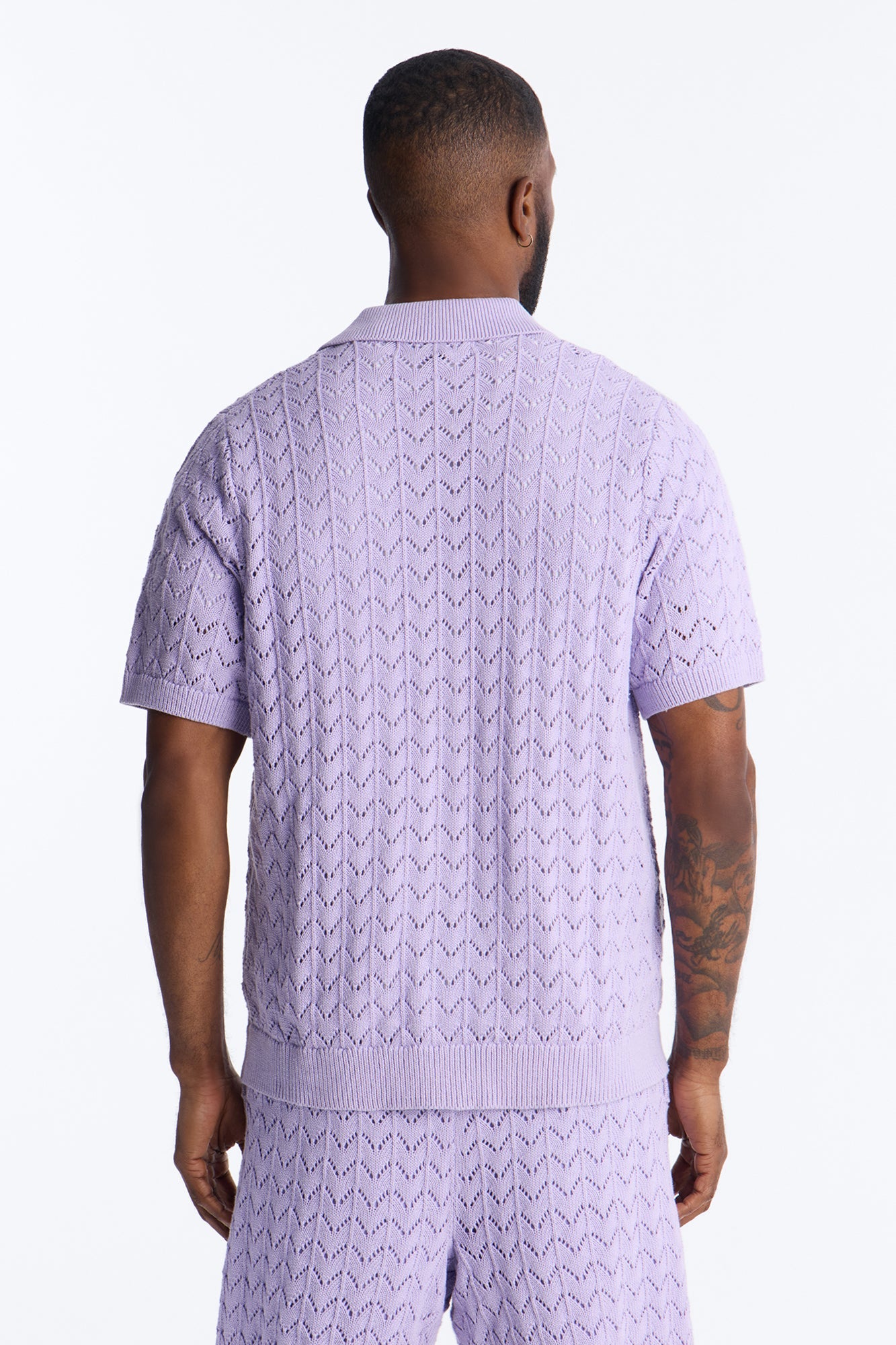 Waterfall Texture Open Knit Shirt - Lavender Fashion Nova
