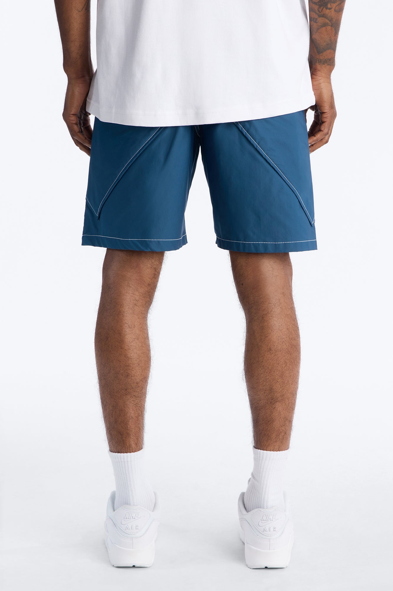 Relaxed Diamond Appeal Contrast Thread Short - Blue Fashion Nova