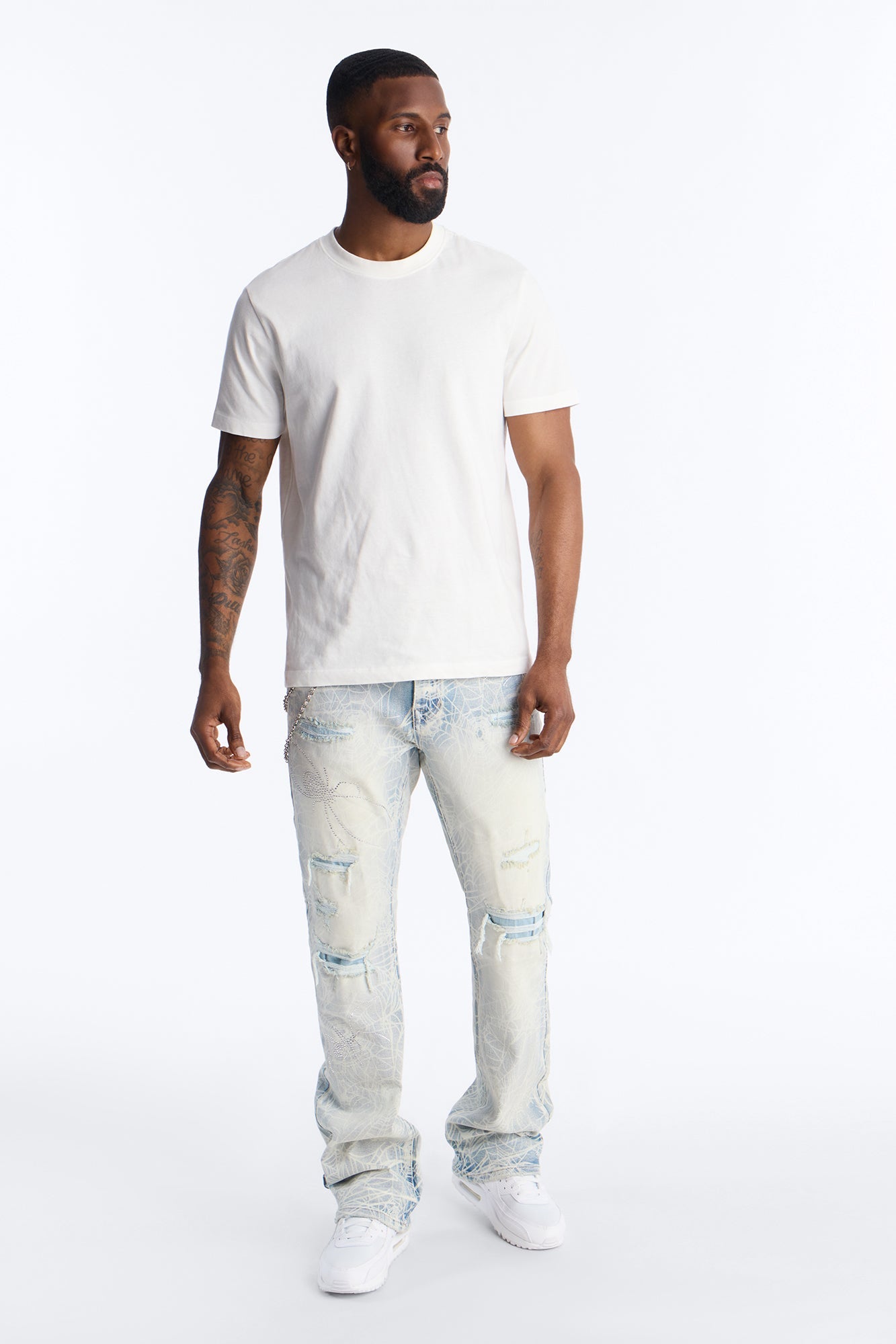 Stacked Skinny Flare Eternal Jeweled Web Jean - Light Wash Fashion Nova