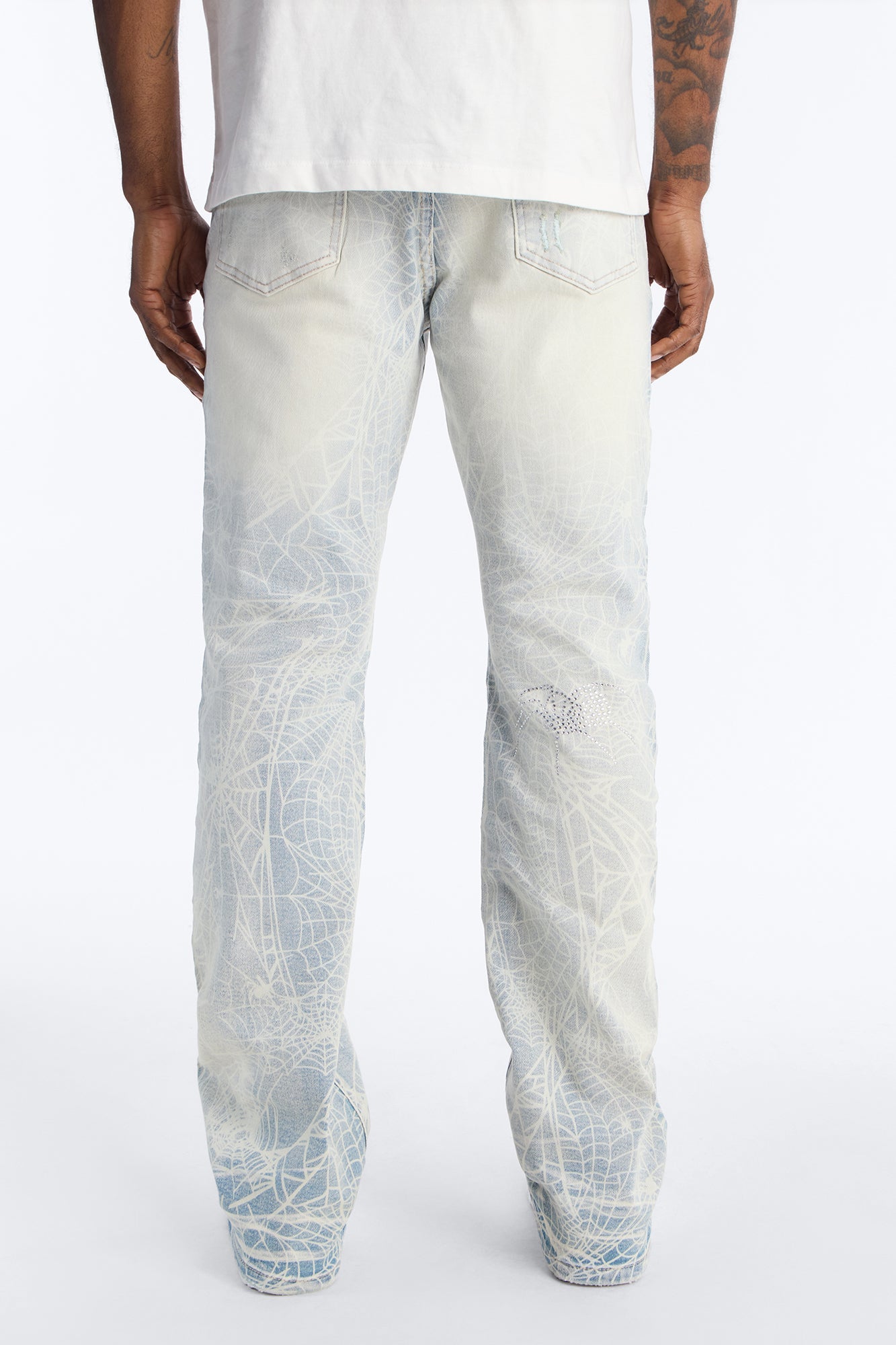 Stacked Skinny Flare Eternal Jeweled Web Jean - Light Wash Fashion Nova