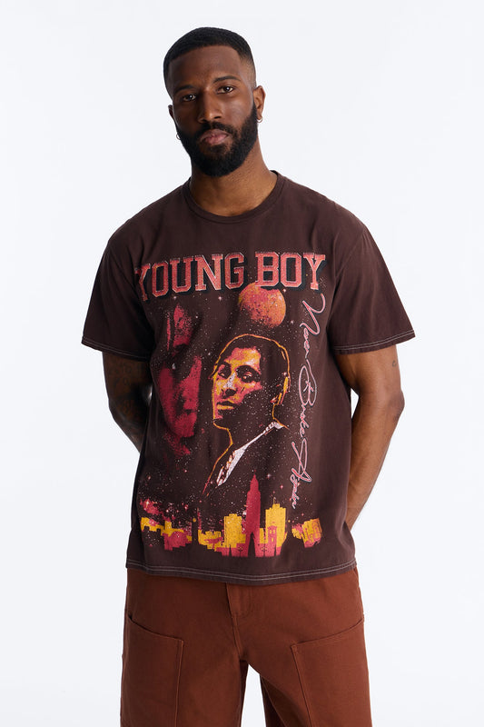 Youngboy NBA Outside Today Vintage Short Sleeve Tee - Brown Fashion Nova