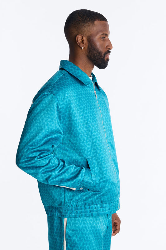 St. Tropez Motif Rope Applique Bomber Jacket - Blue Fashion Nova