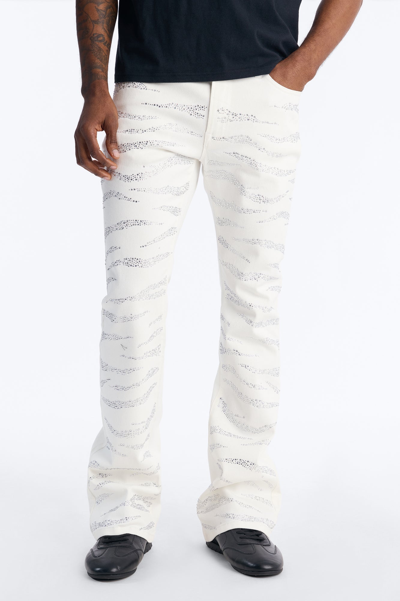 Stacked Skinny Flare Electric Prowl Jean - White Fashion Nova